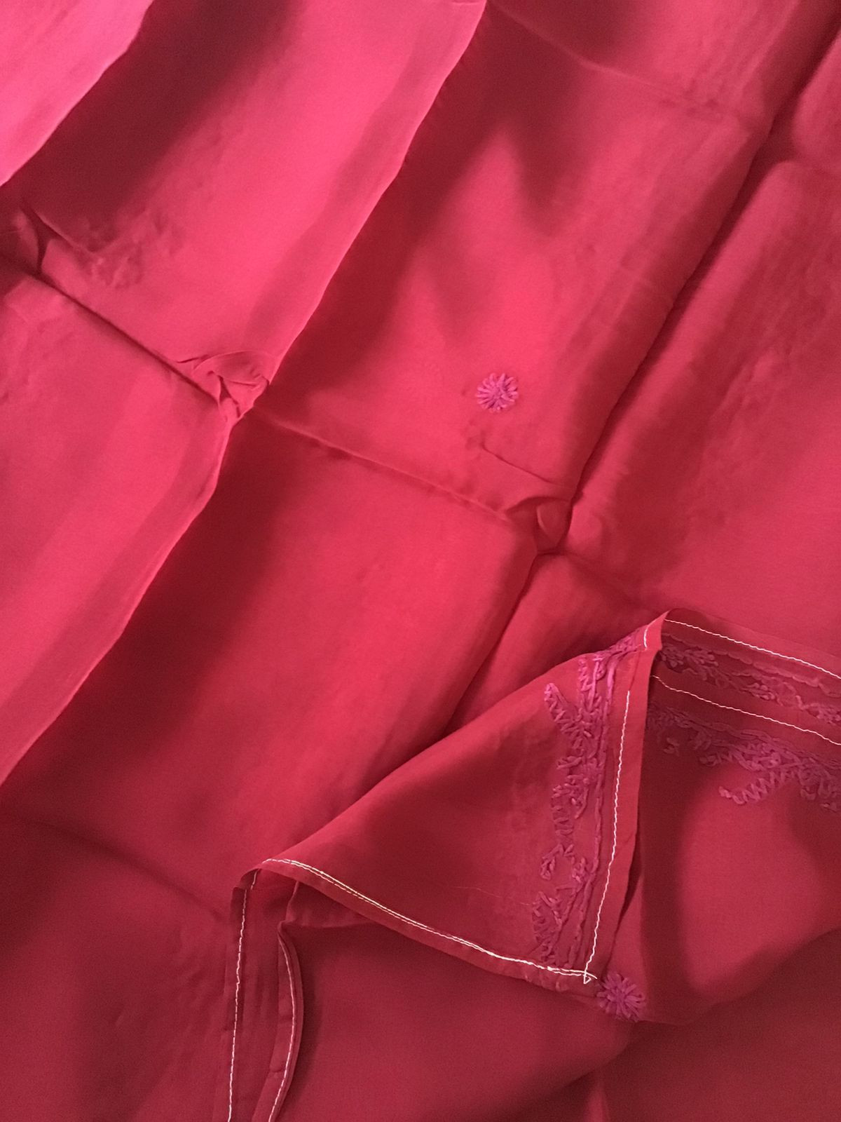 Pure Organza Embroidered Suit - Dark Maroon