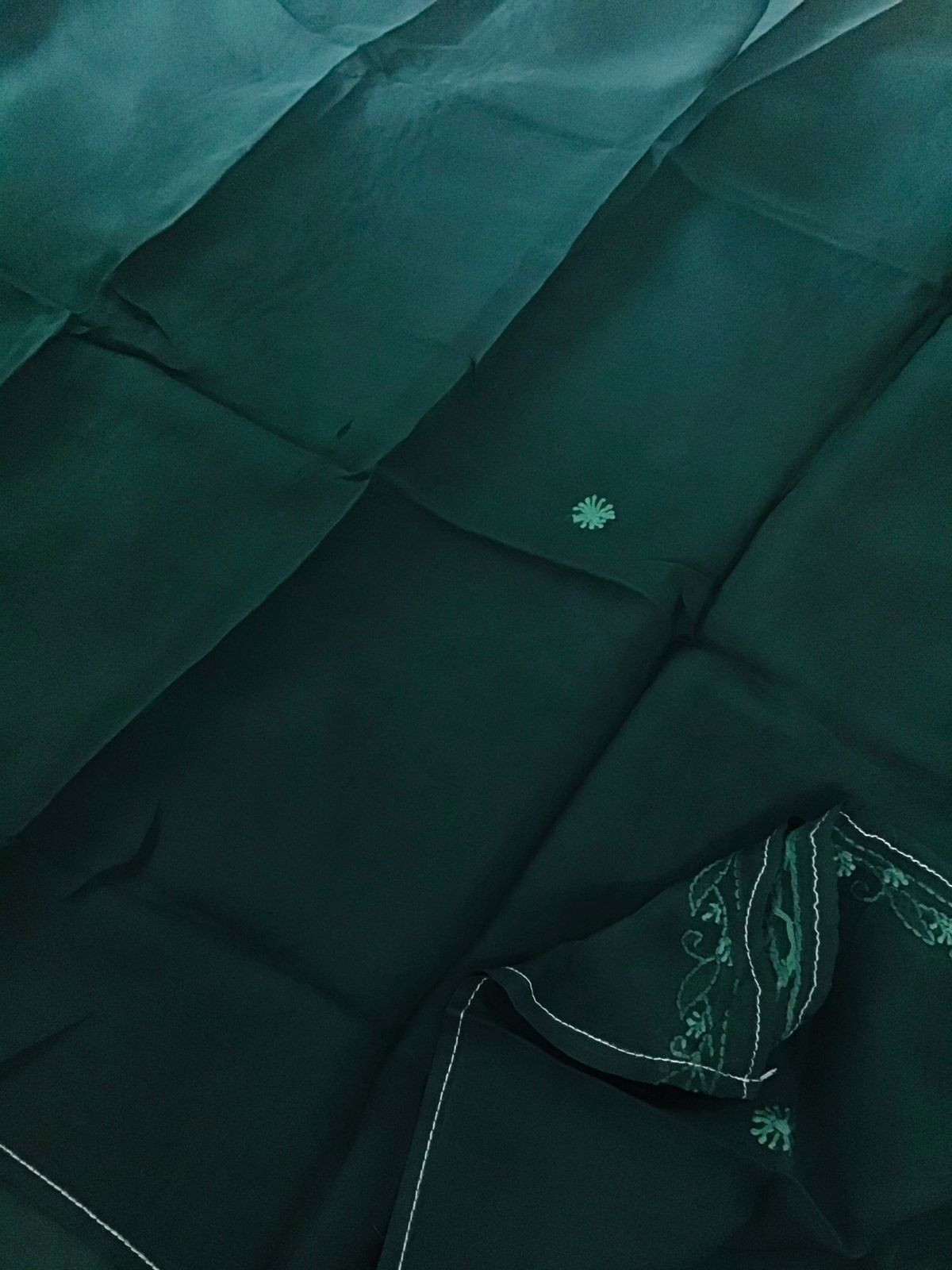 Pure Organza Embroidered Suit - Dark Green