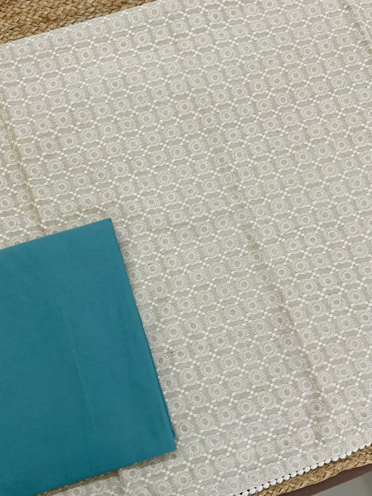 Pure Slub Chanderi Brush Painted Embroidered Suit - Beige