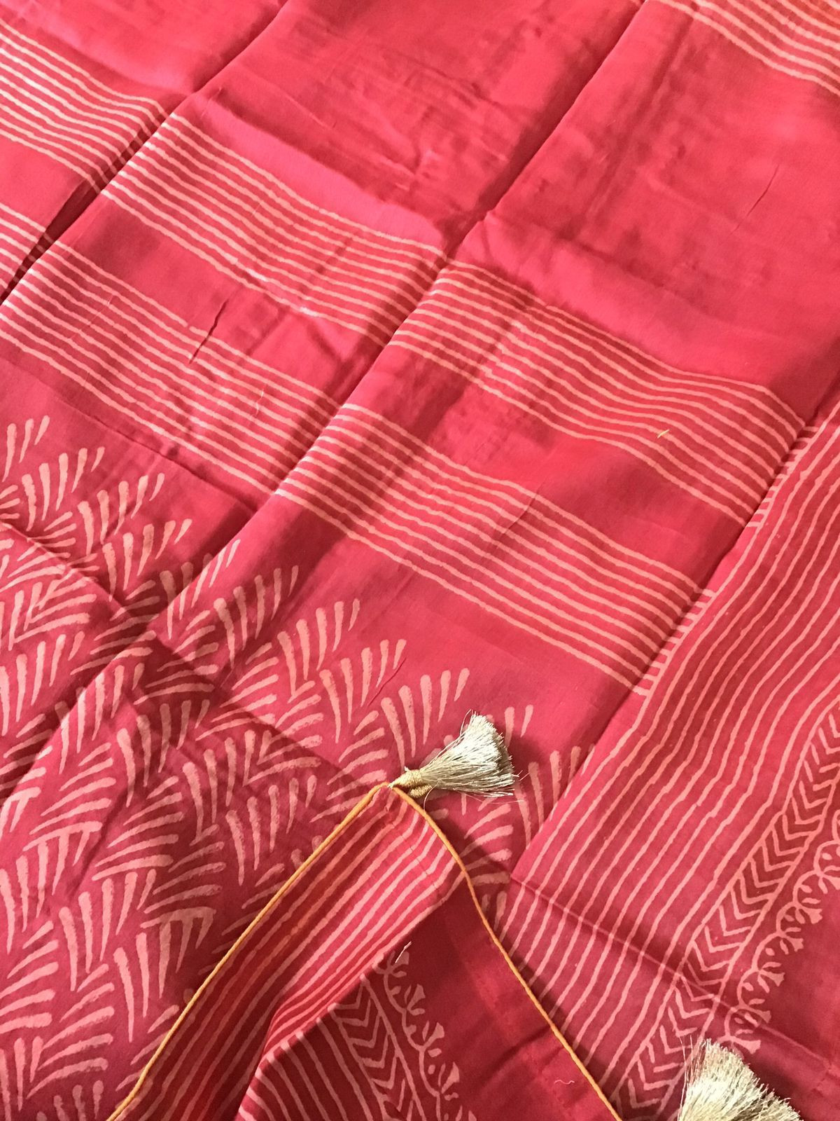 Pure Maheshwari Silk Printed Embroidered Suit - Red