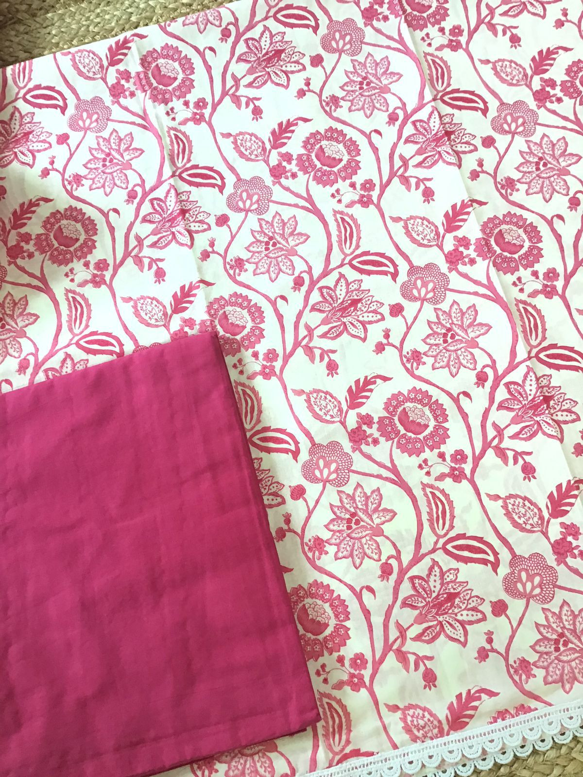 Pure Cotton Printed Embroidered Suit - Off White