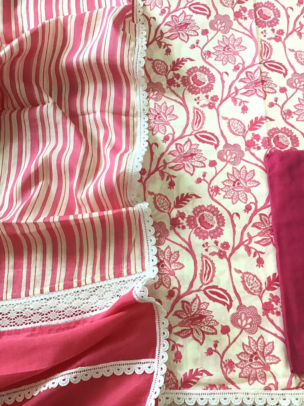 Pure Cotton Printed Embroidered Suit - Off White