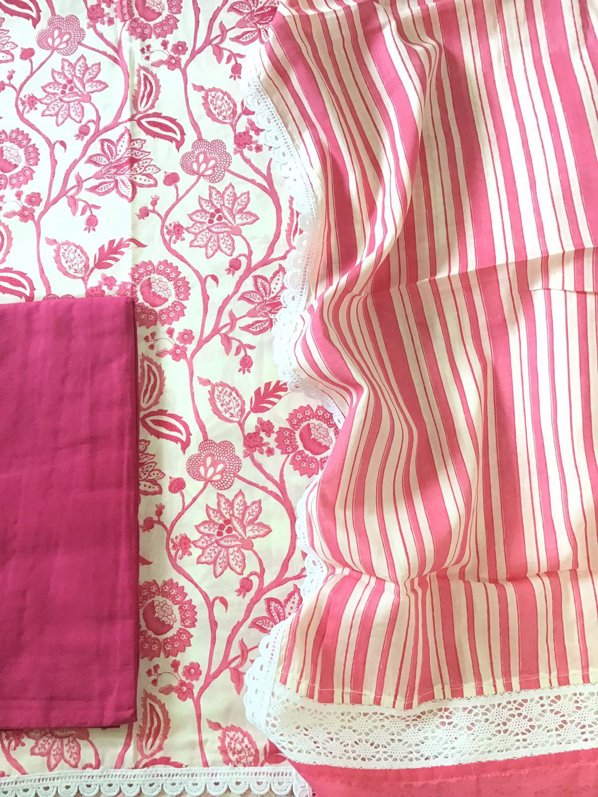 Pure Cotton Printed Embroidered Suit - Off White