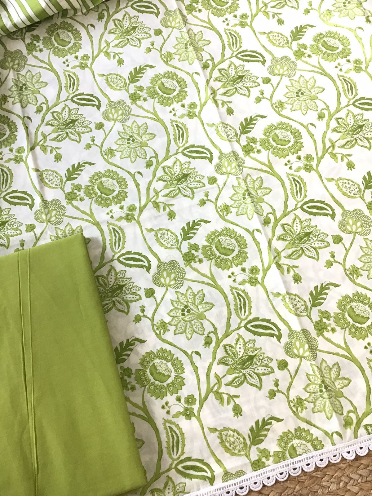 Pure Cotton Printed Embroidered Suit - Off White