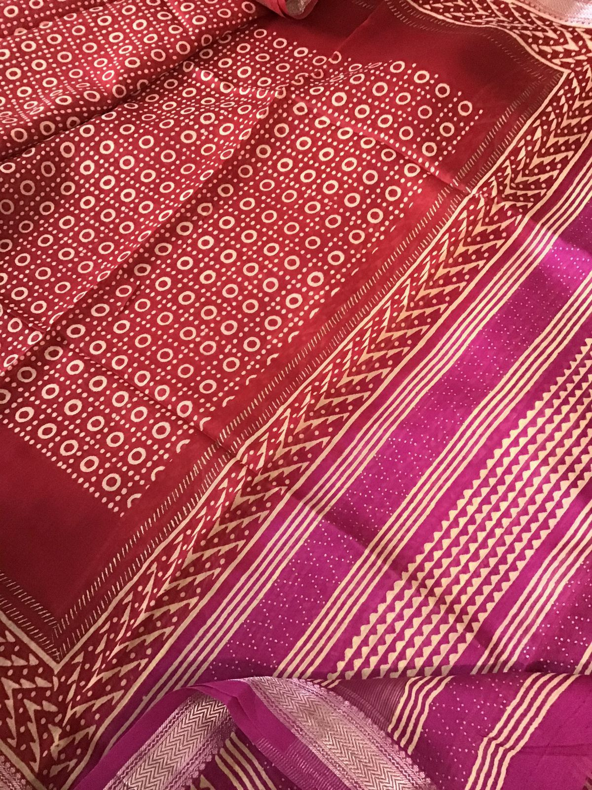 Pure Maheshwari Silk Printed Suit - Pink