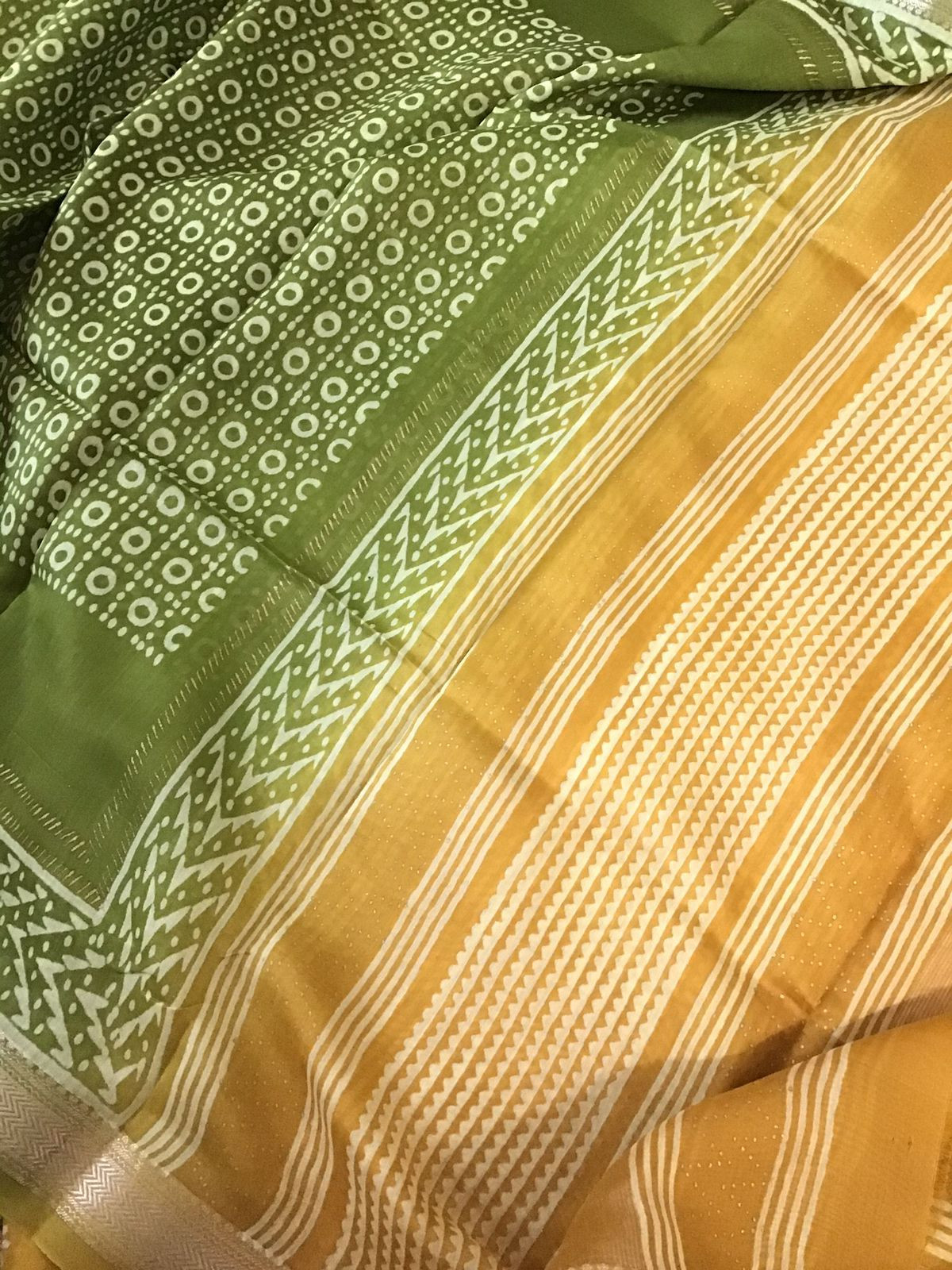 Pure Maheshwari Silk Printed Suit - Yellow