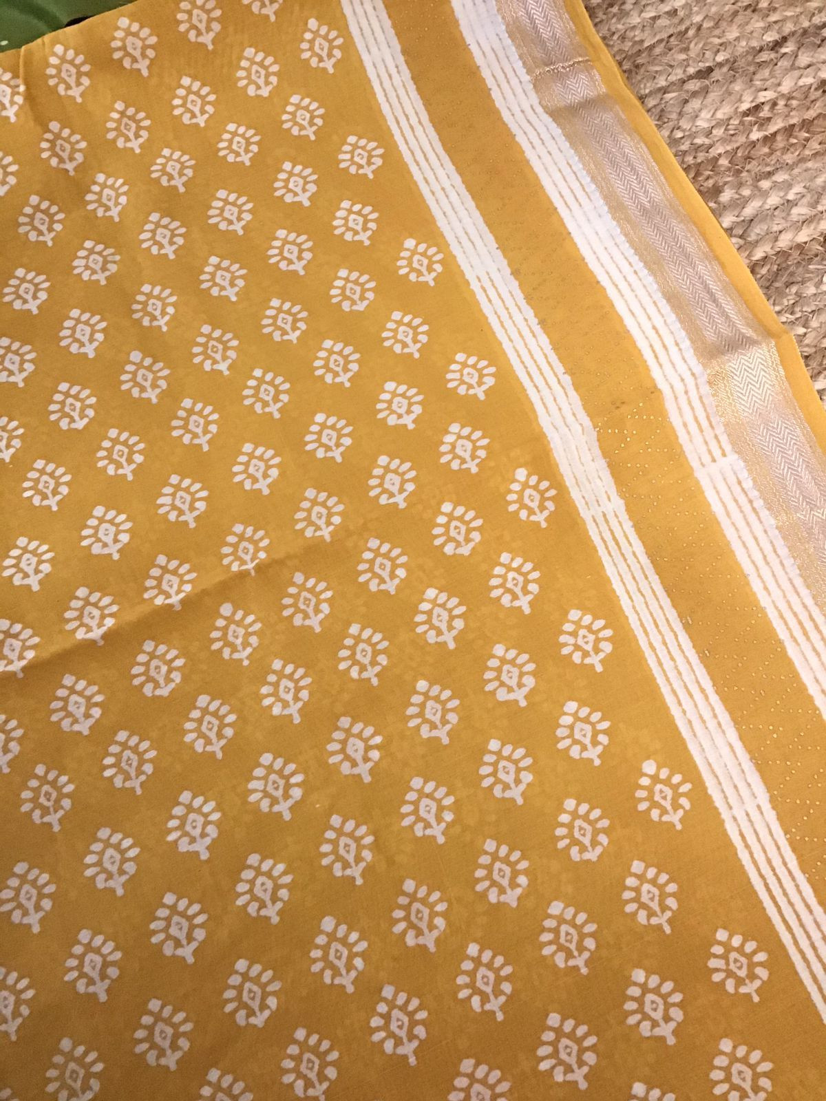 Pure Maheshwari Silk Printed Suit - Yellow