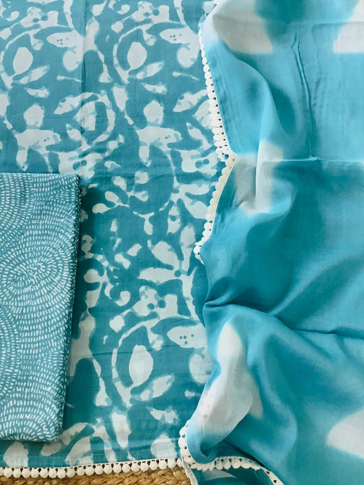 Pure Cotton Printed Suit - Blue