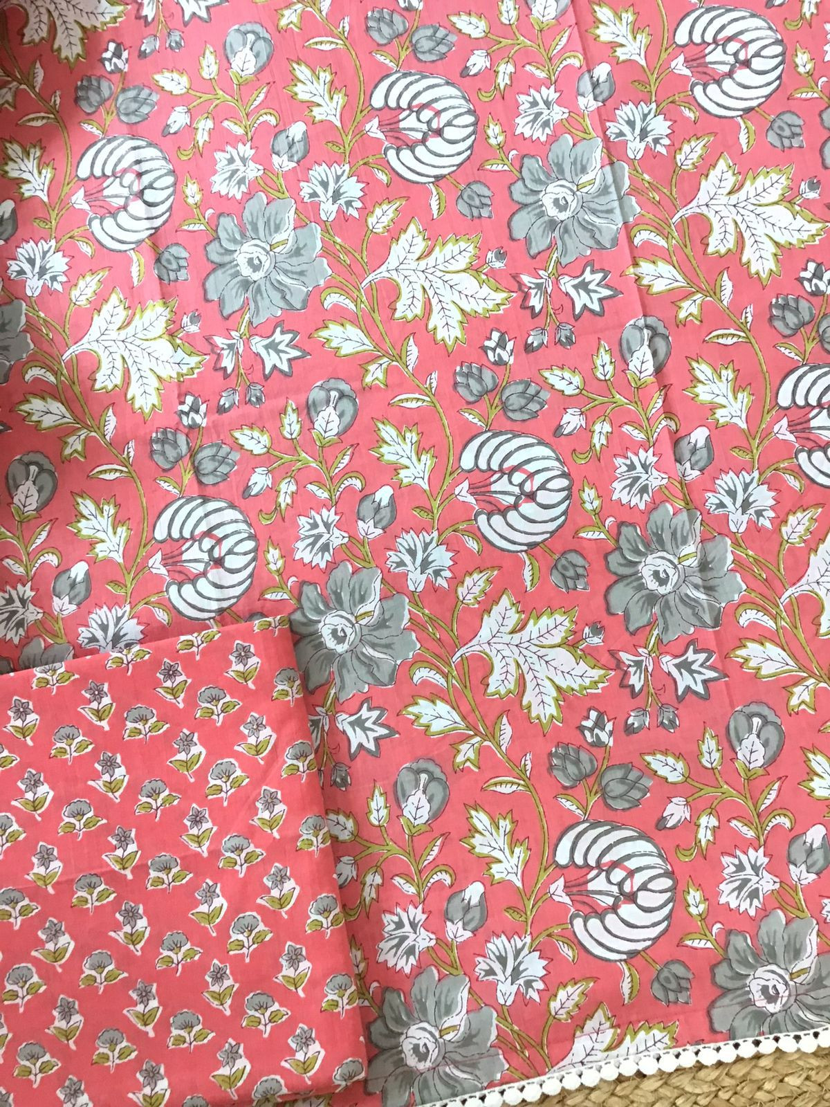 Pure Cotton Printed Suit - Peach