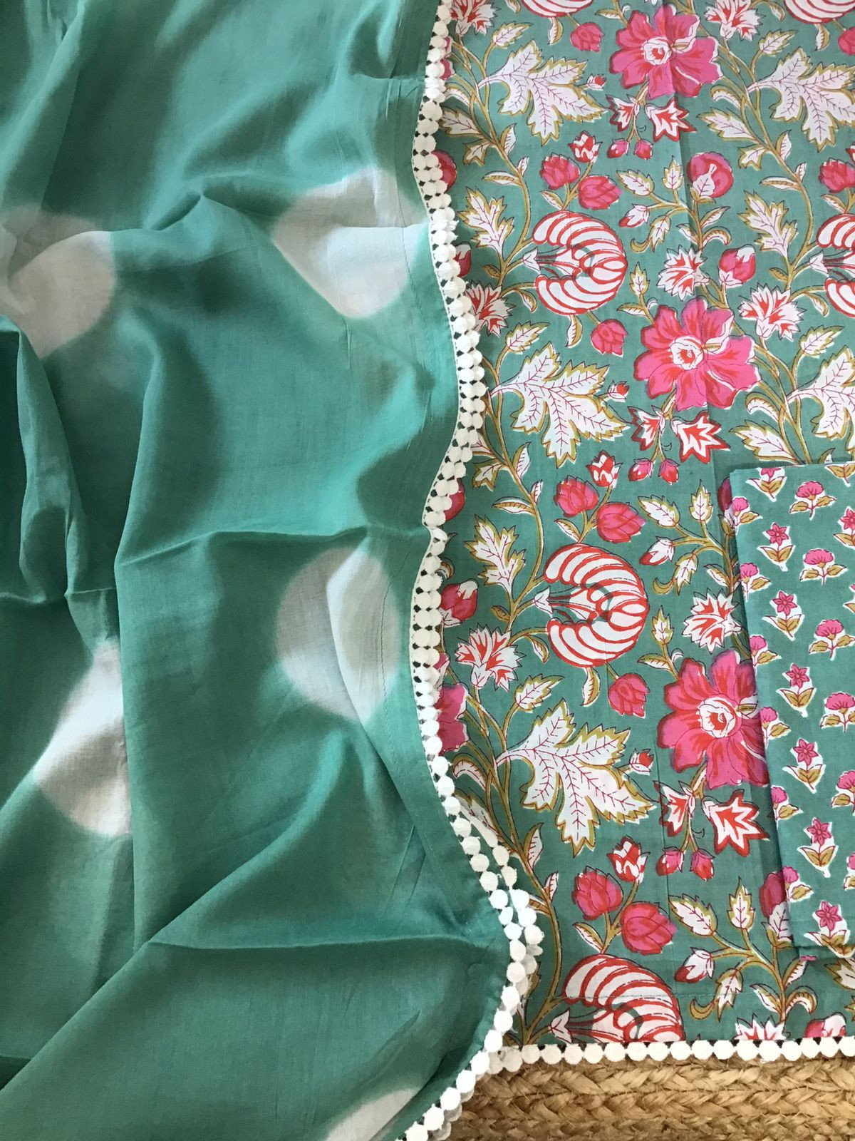 Pure Cotton Printed Suit - Green