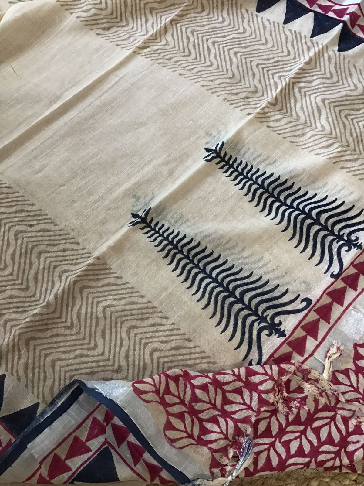 Pure Linen Jute Cotton Printed Suit - Pink