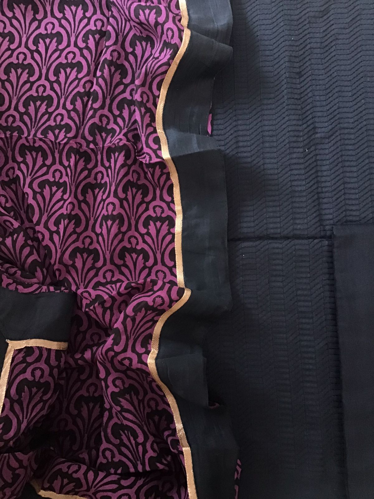 Pure Jaam Cotton Printed Embroidered Suit - Black