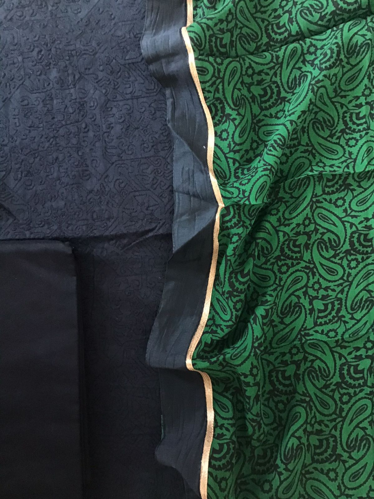 Pure Jaam Cotton Printed Embroidered Suit - Black