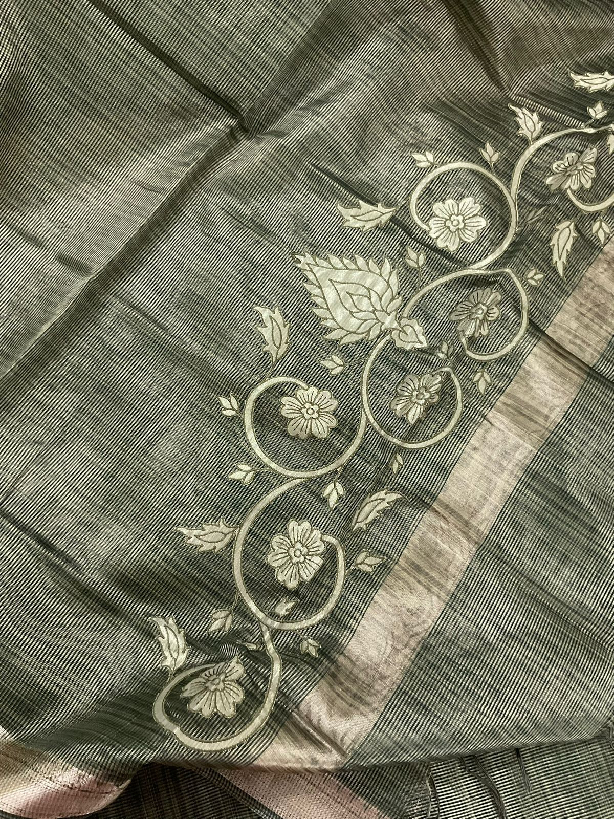 Pure Tissue Chanderi Embroidered Suit - Green