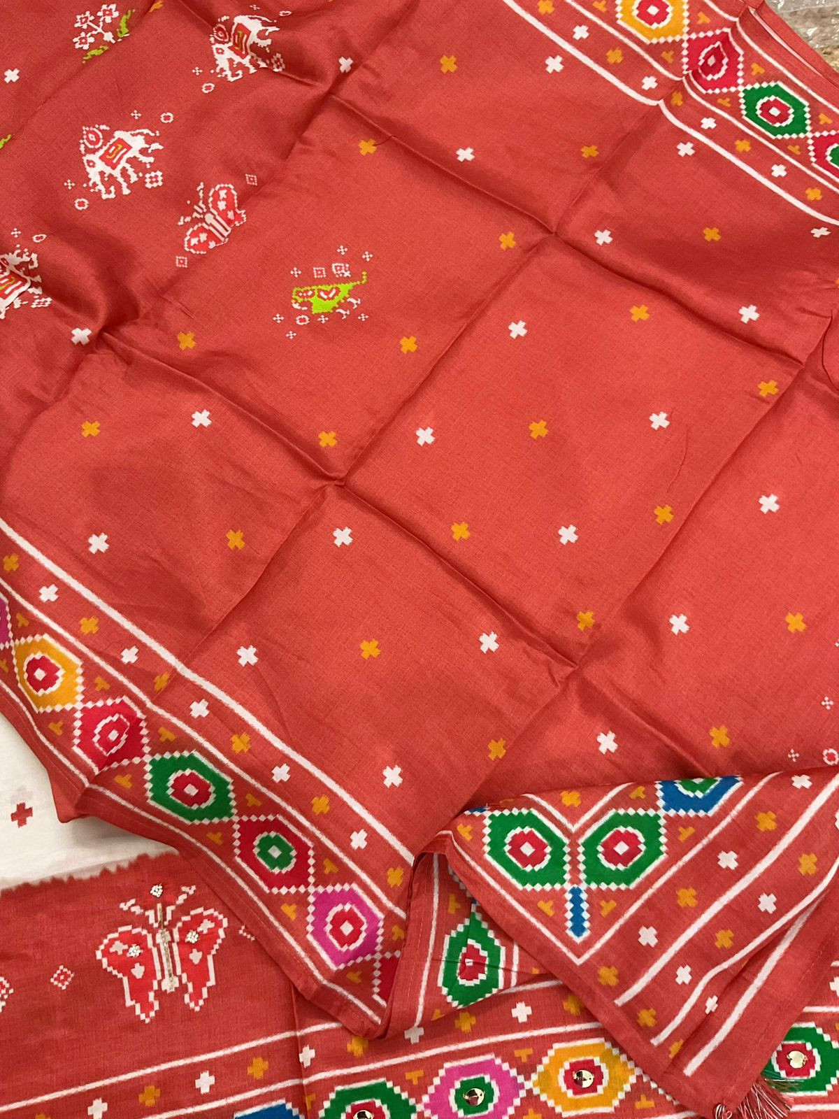 Pure Dola Silk Printed Embroidered Suit - Off White