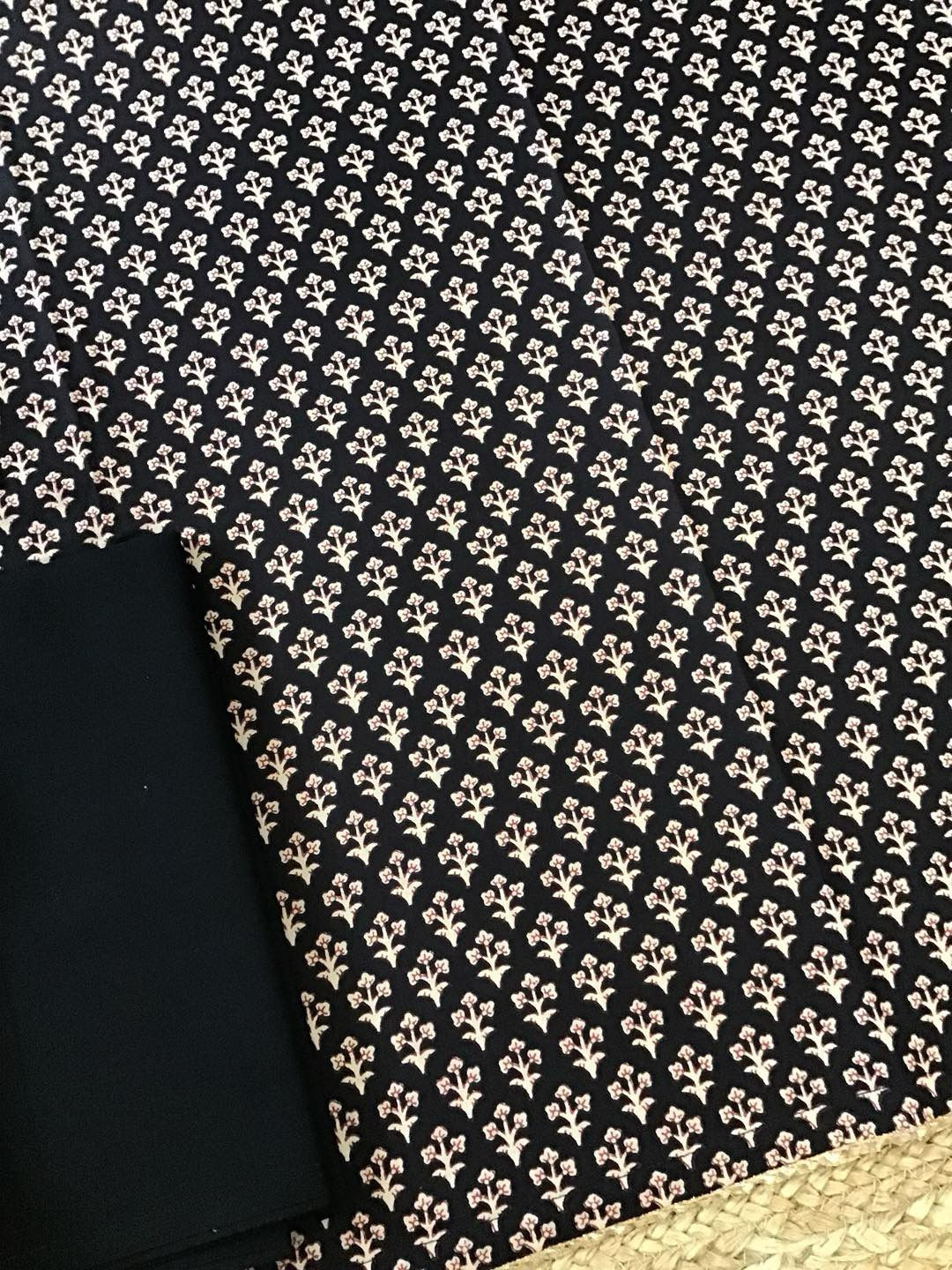 Pure Cotton Printed Suit - Black