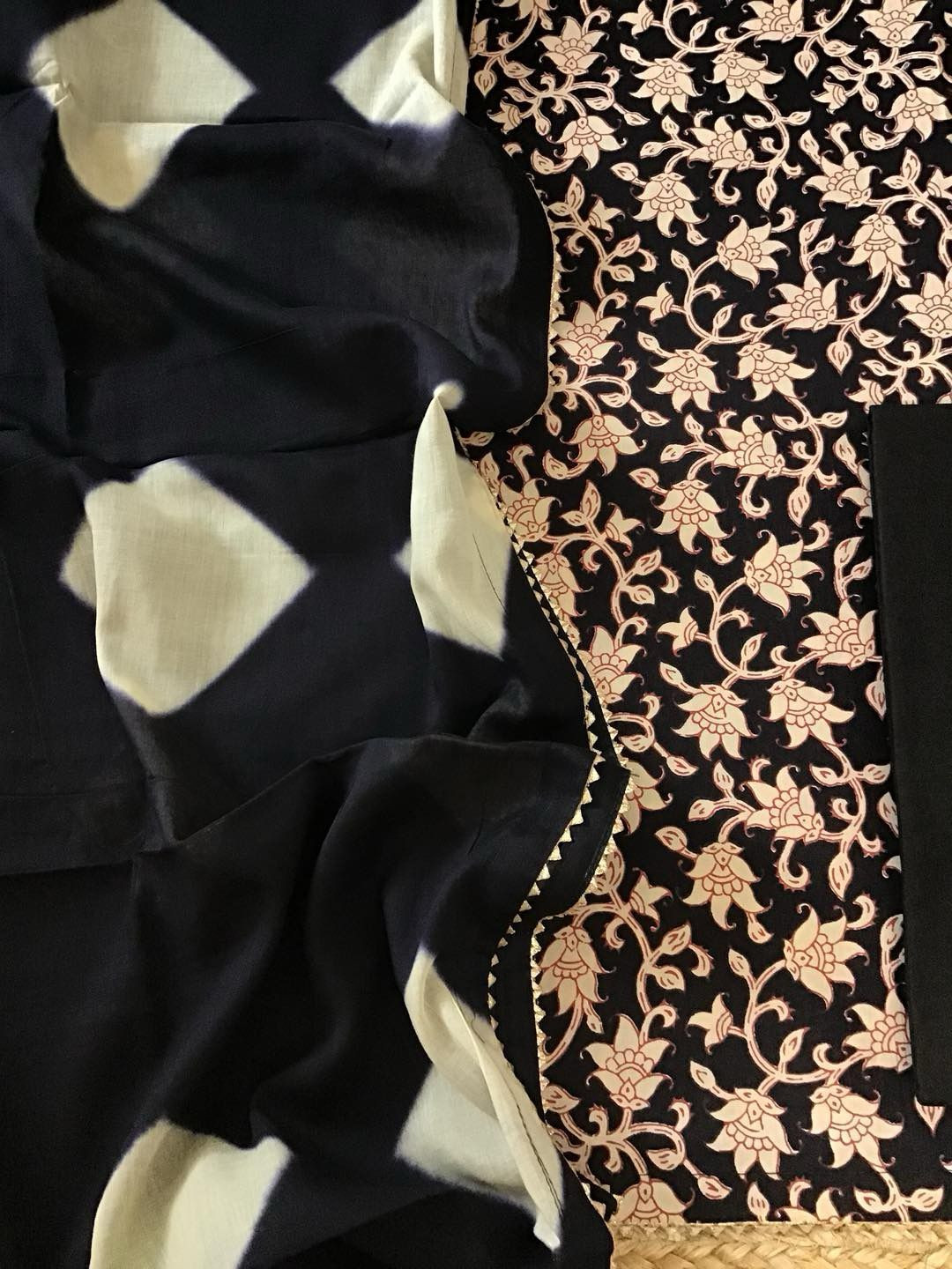 Pure Cotton Printed Suit - Black