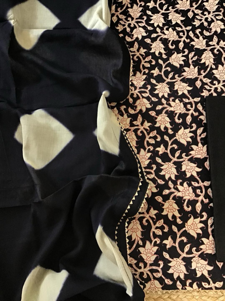 Image of Pure Cotton Printed Suit - Black