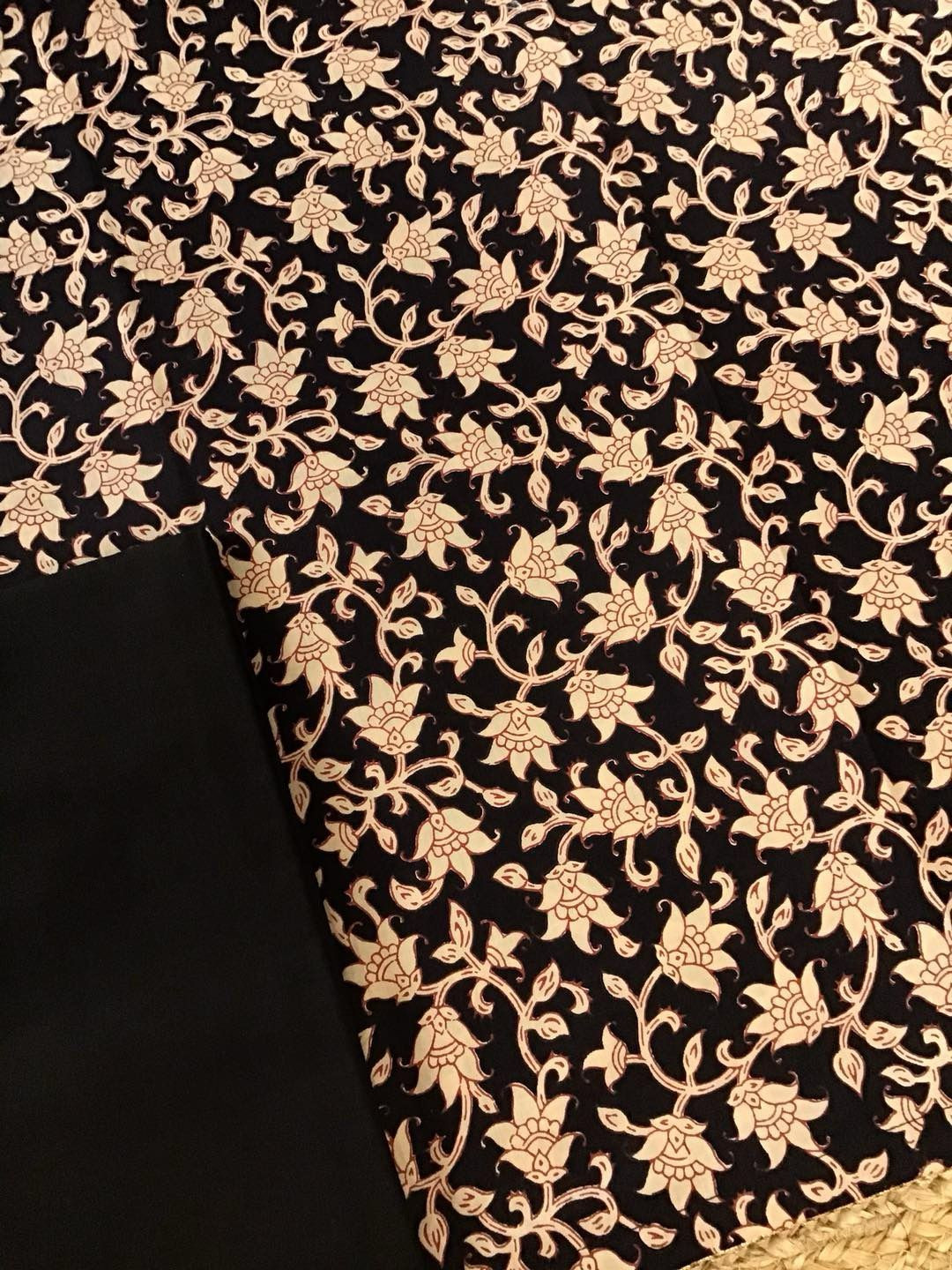 Pure Cotton Printed Suit - Black