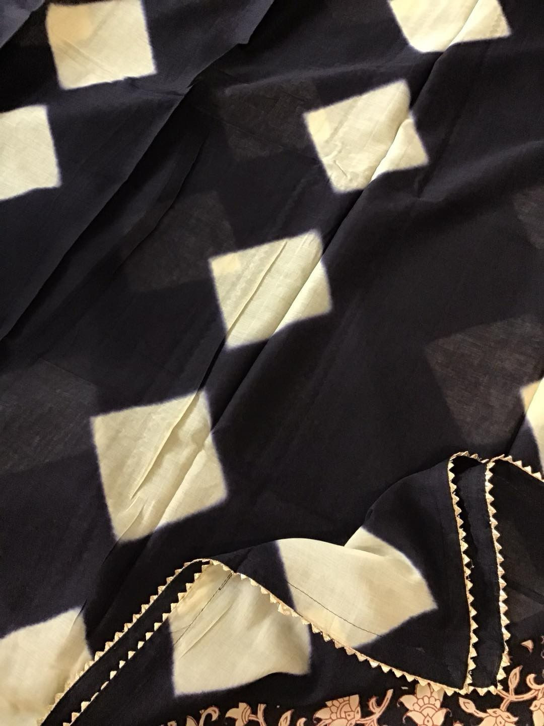 Pure Cotton Printed Suit - Black