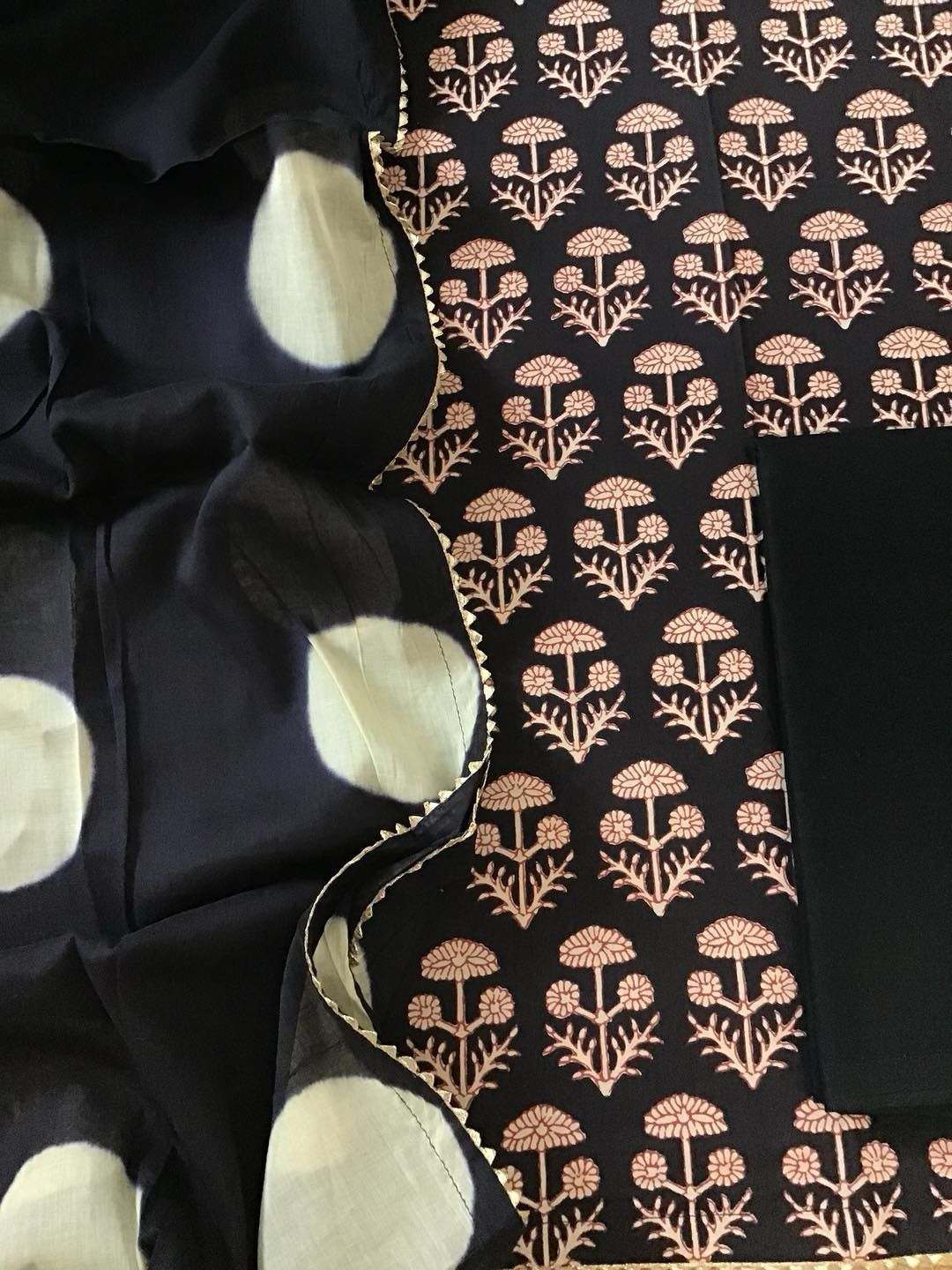 Pure Cotton Printed Suit - Black