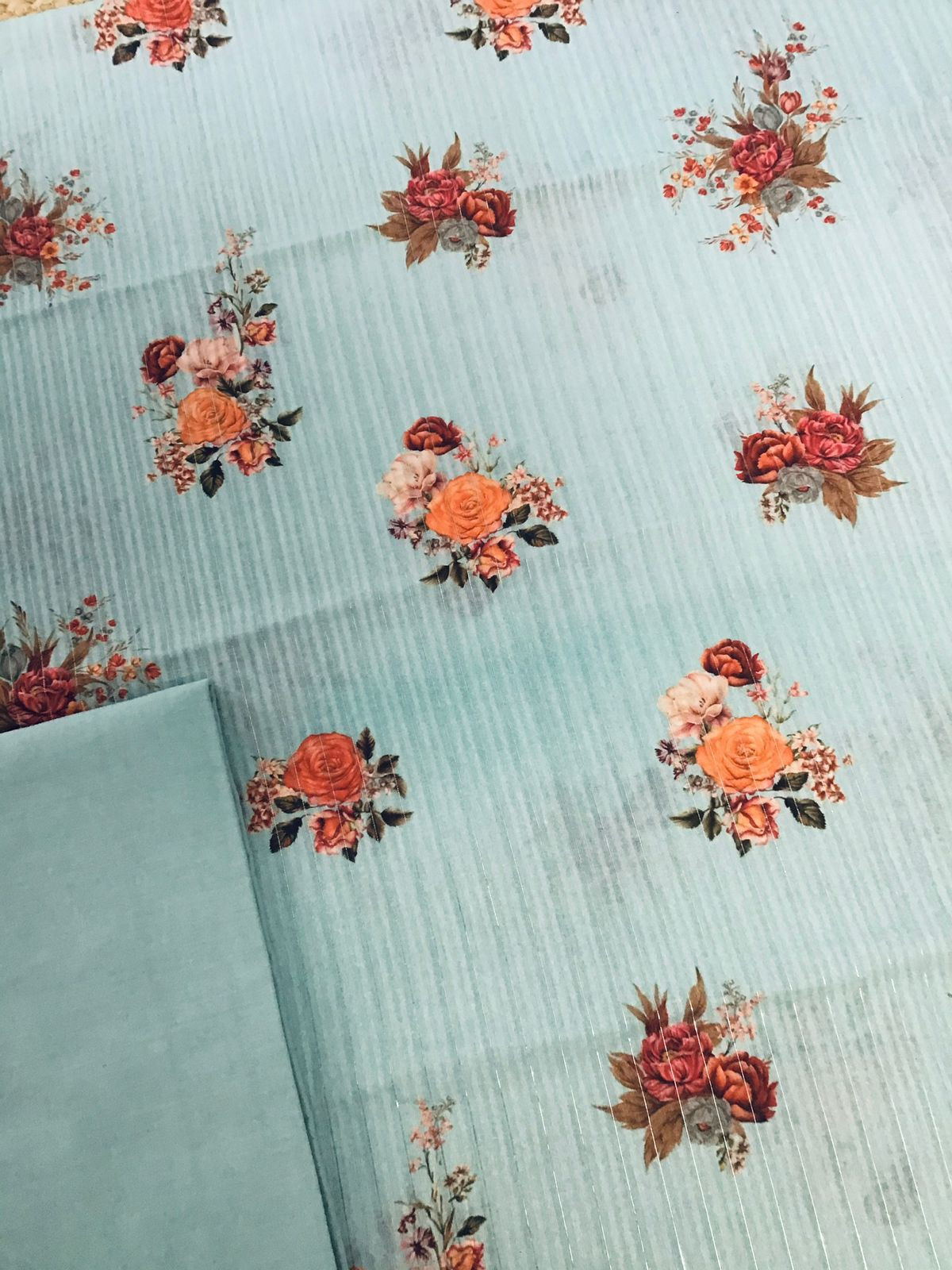 Pure Cotton Printed Self Weaved Suit - Blue