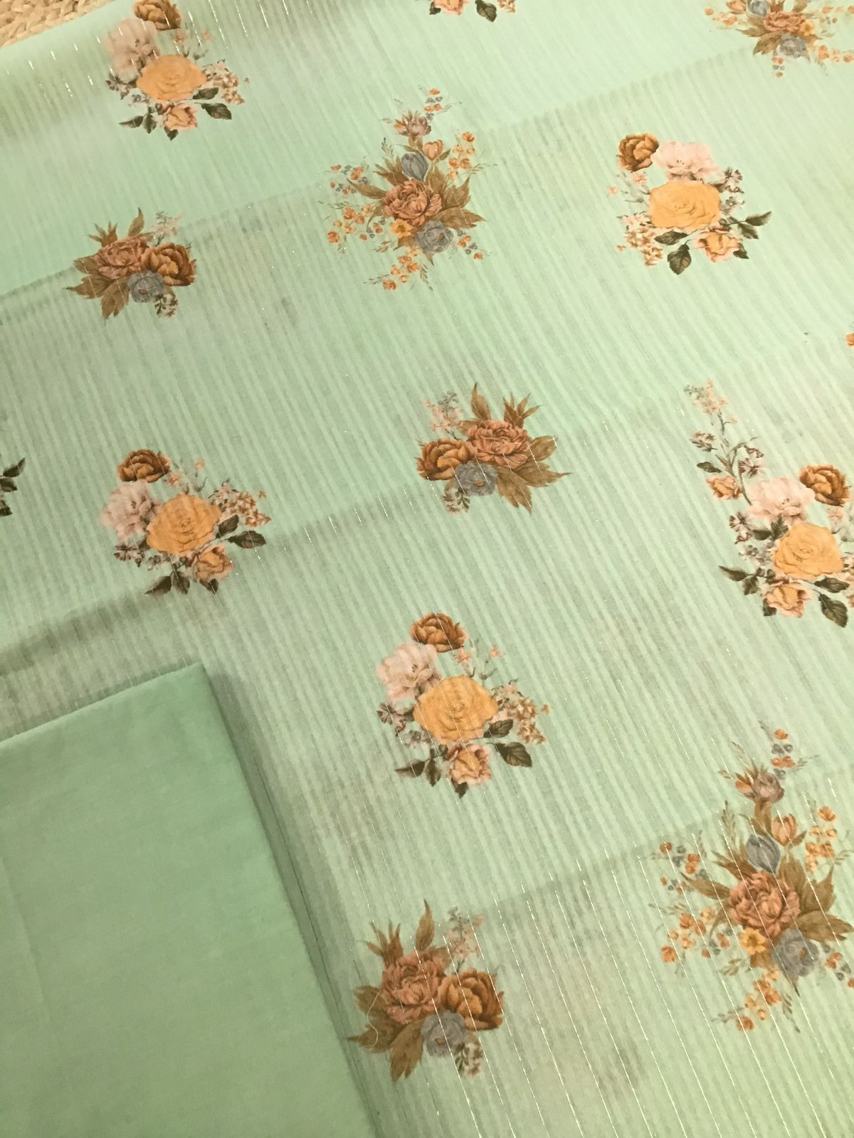 Pure Cotton Printed Self Weaved Suit - Green