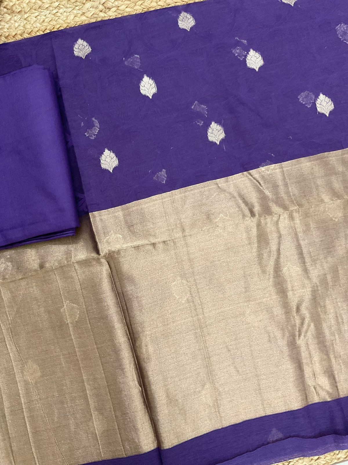 Pure Chanderi Self Weaved Banarasi Weaved Suit - Purple