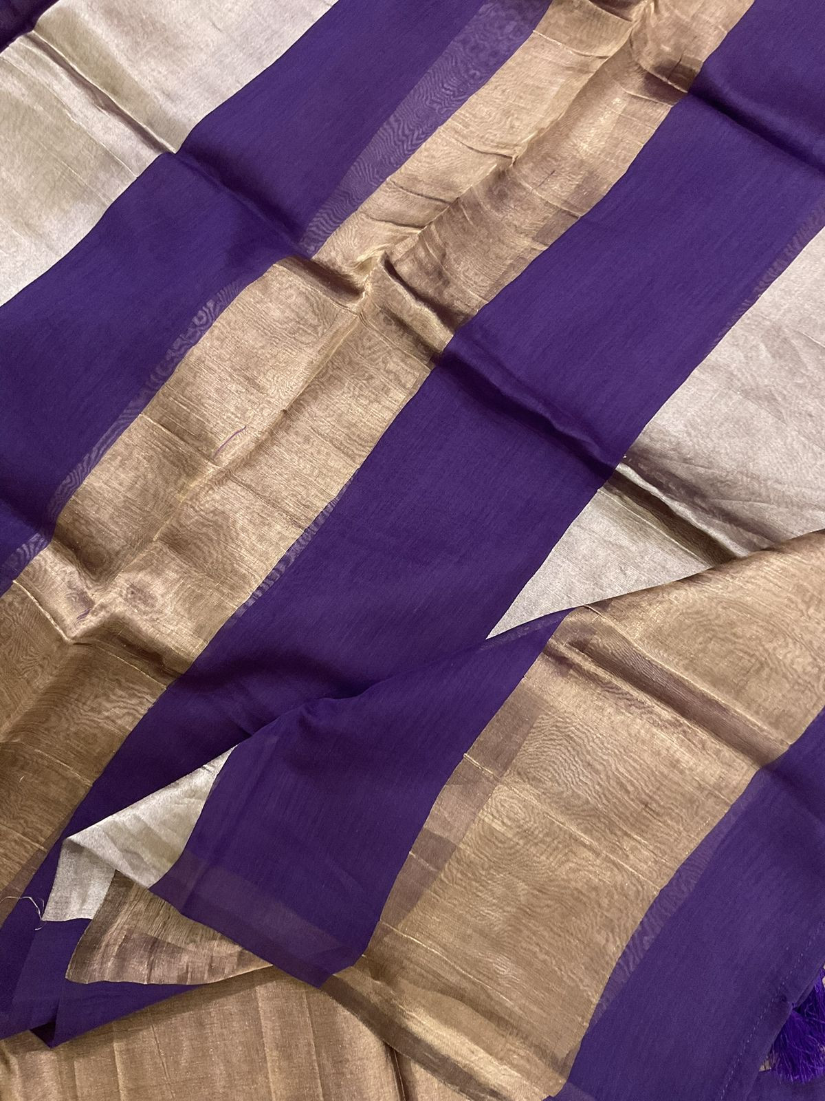 Pure Chanderi Self Weaved Banarasi Weaved Suit - Purple