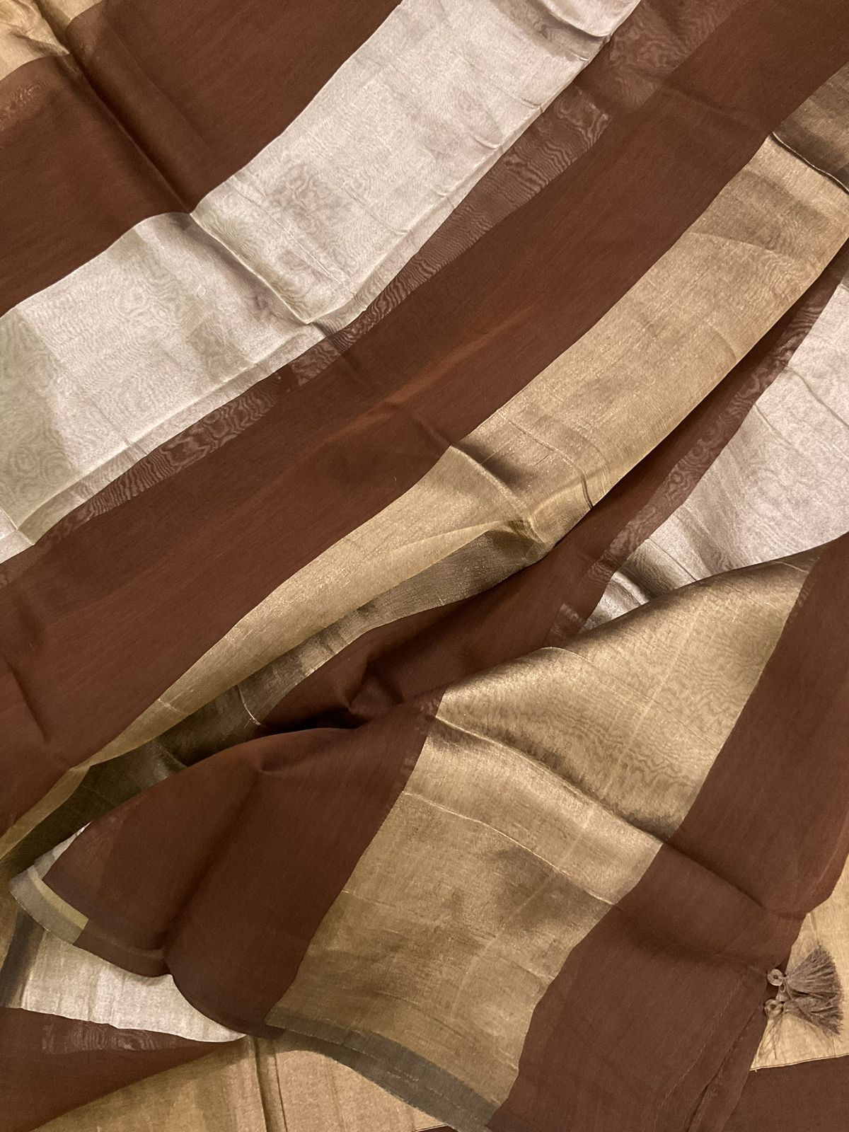 Pure Chanderi Self Weaved Banarasi Weaved Suit - Brown