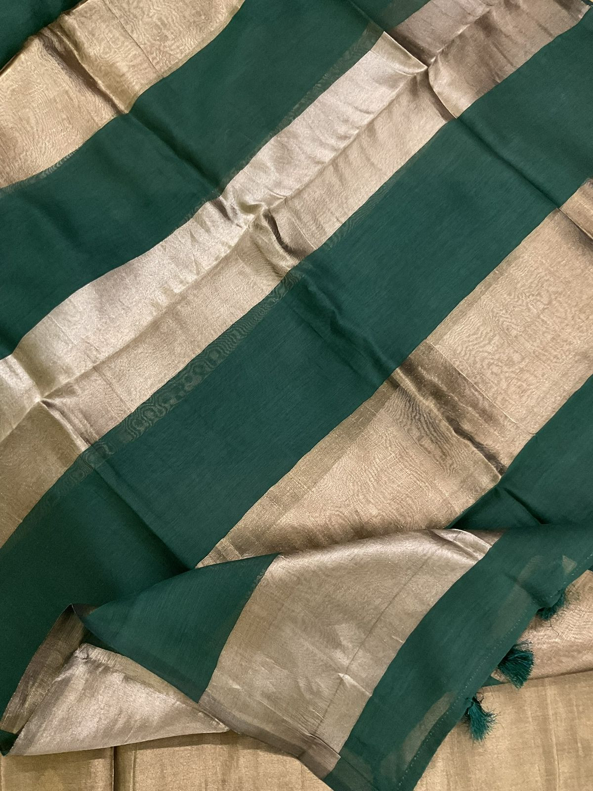 Pure Chanderi Self Weaved Banarasi Weaved Suit - Green
