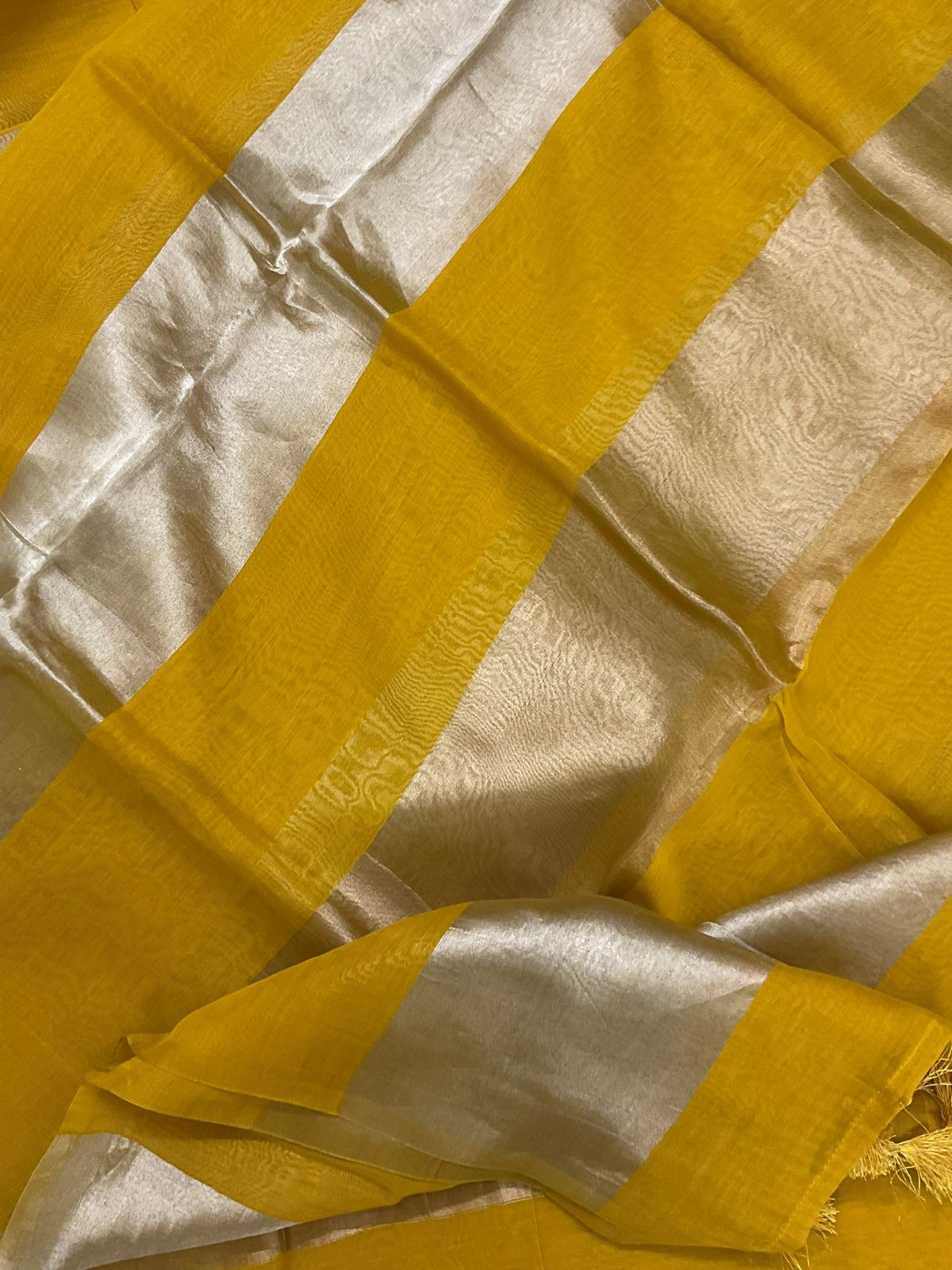 Pure Chanderi Self Weaved Banarasi Weaved Suit - Yellow
