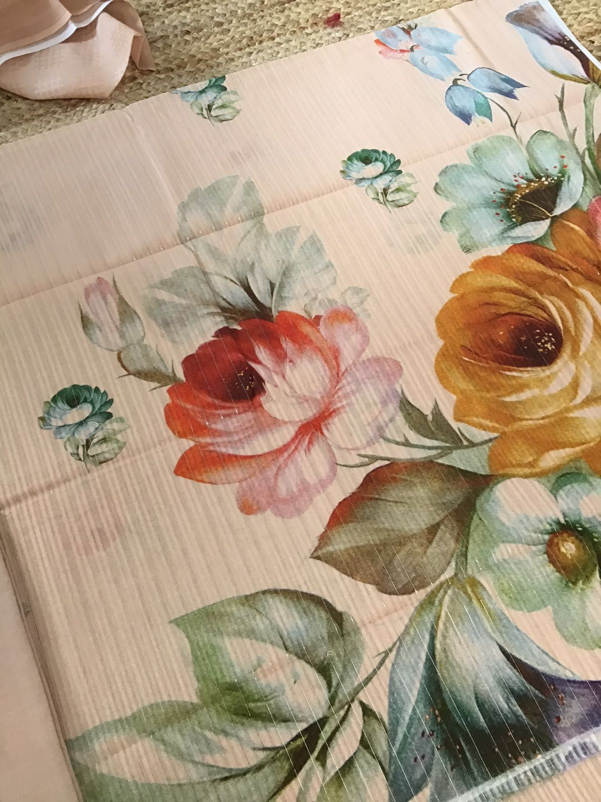 Pure Cotton Printed Self Weaved Suit - Beige