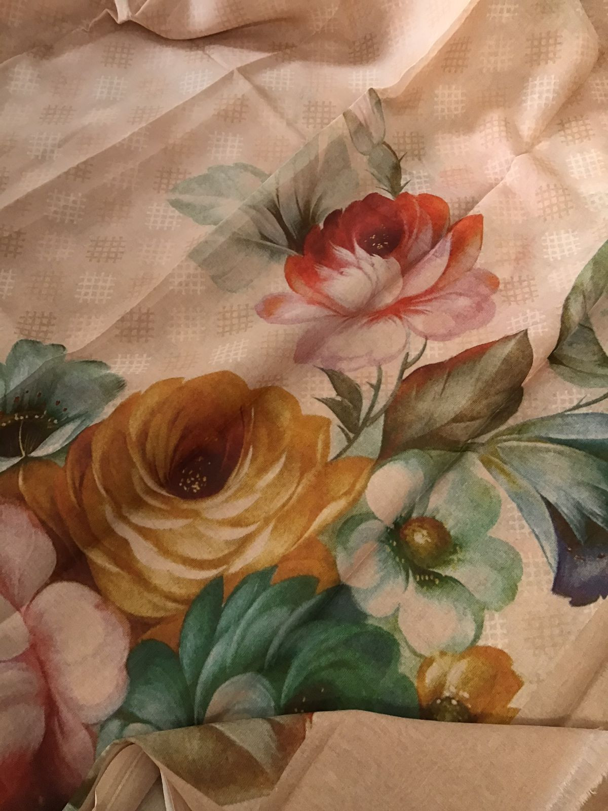 Pure Cotton Printed Self Weaved Suit - Beige