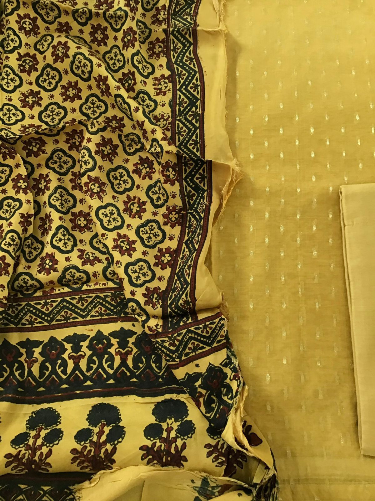 Pure Chanderi Printed Banarasi Weaved Suit - Yellow
