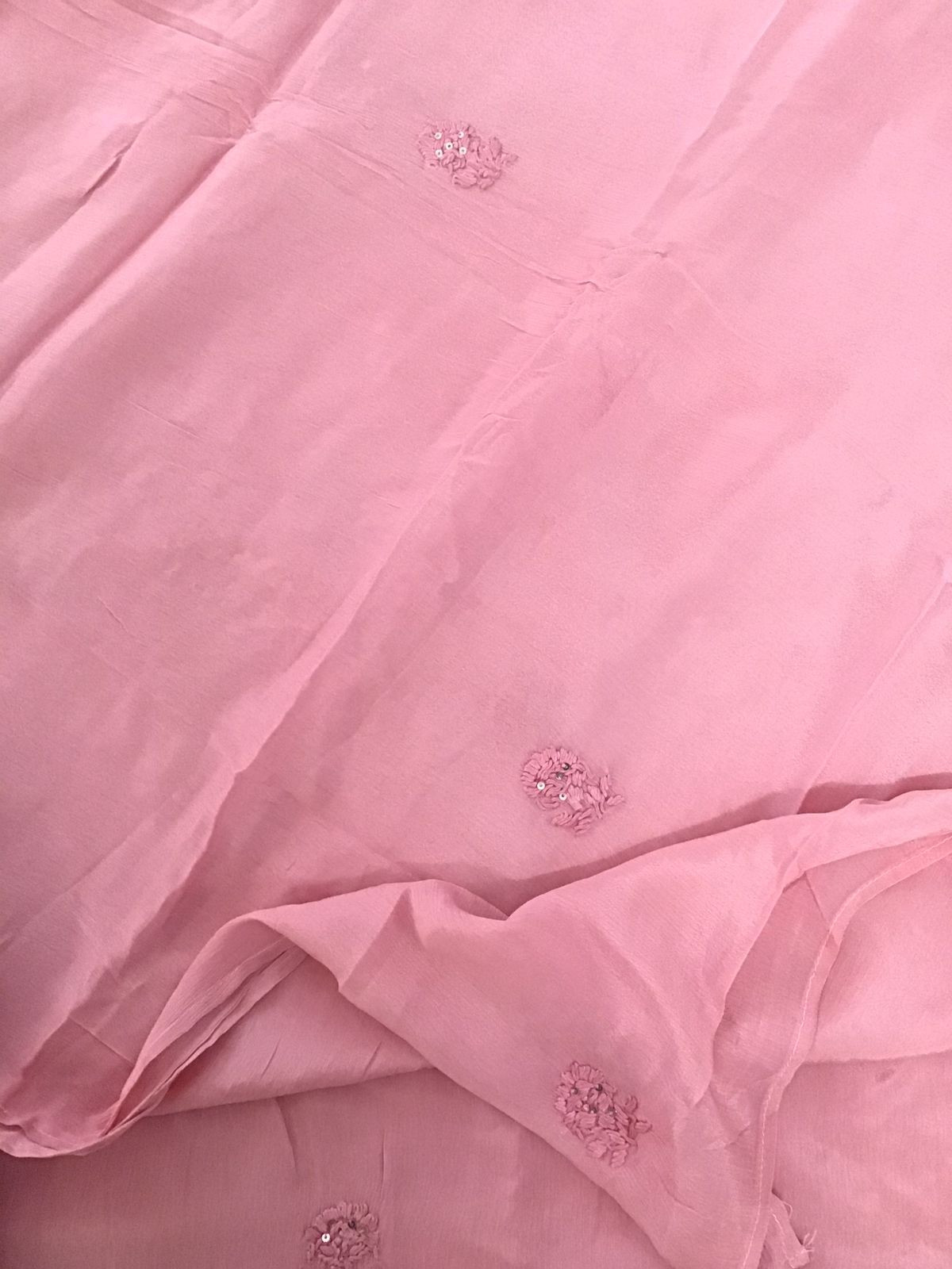 Pure Chinnon Silk Embroidered Suit - Pink