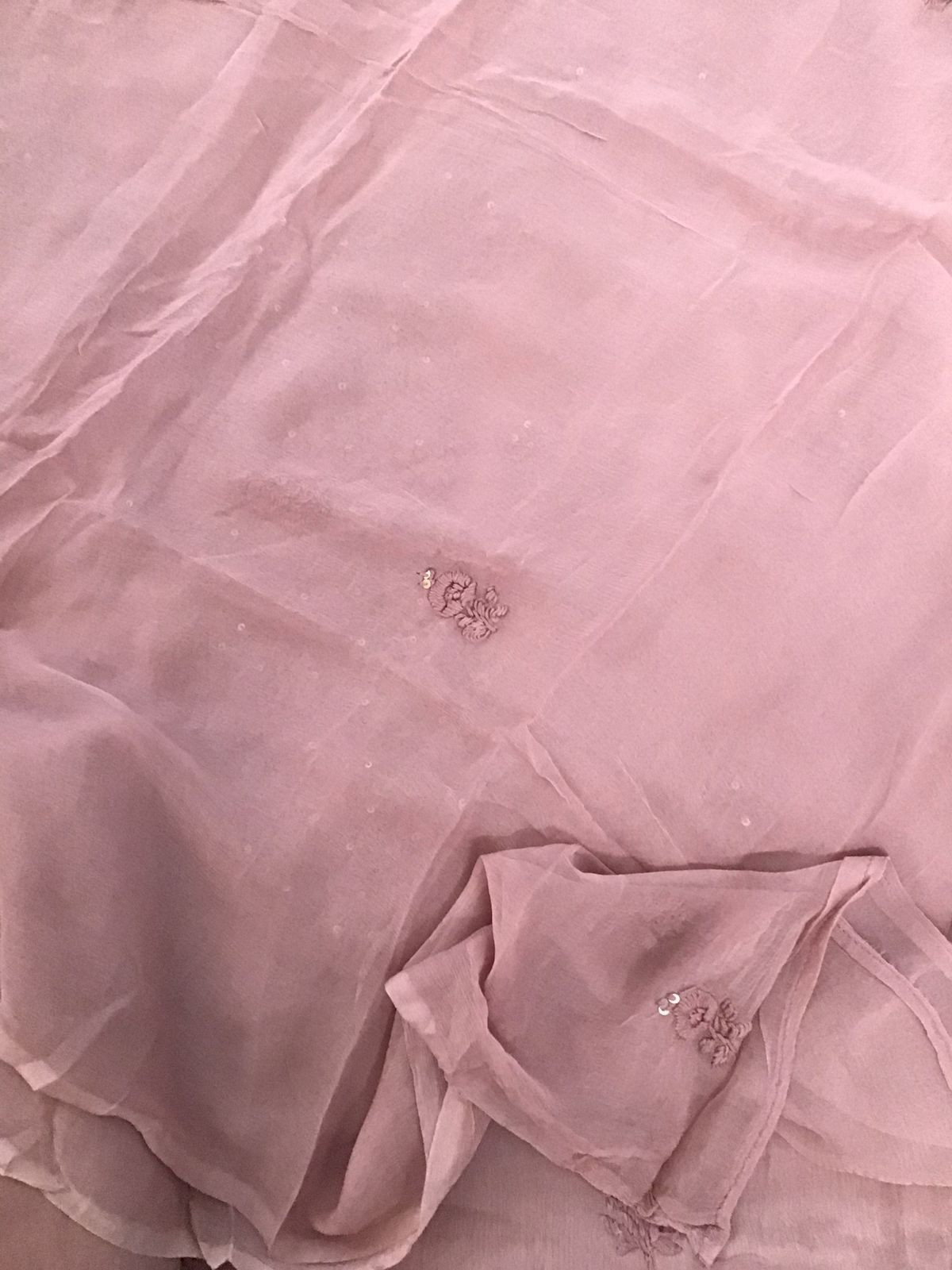 Pure Chinnon Silk Embroidered Suit - Mauve