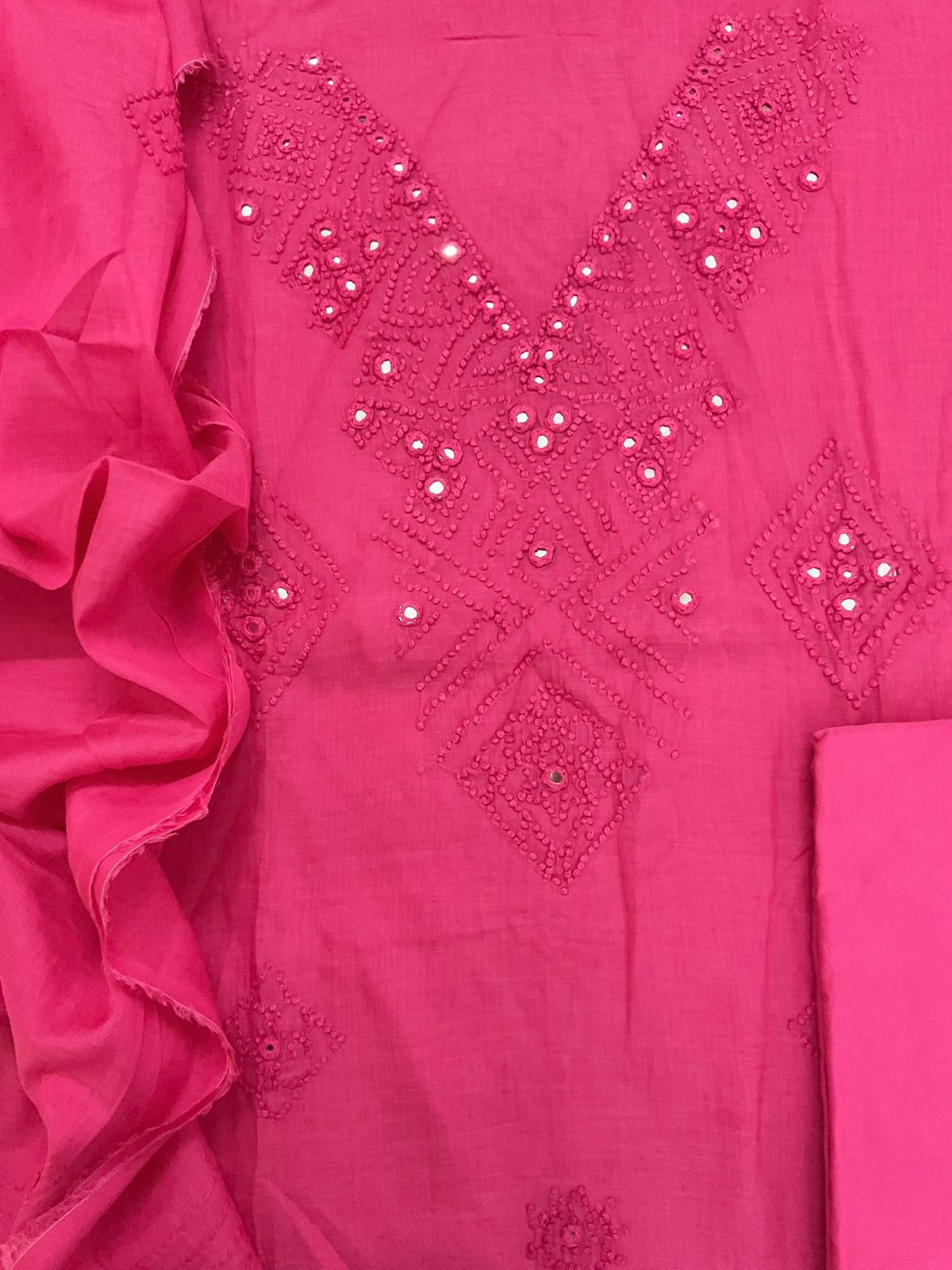 Pure Chanderi Embroidered Suit - Pink