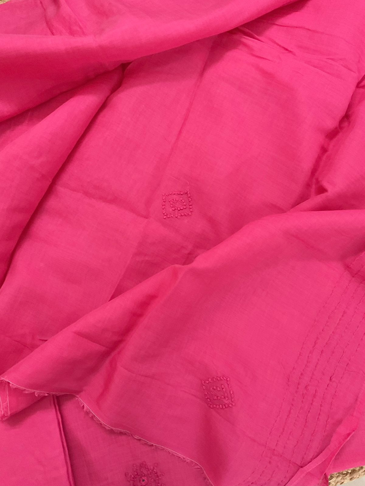 Pure Chanderi Embroidered Suit - Pink