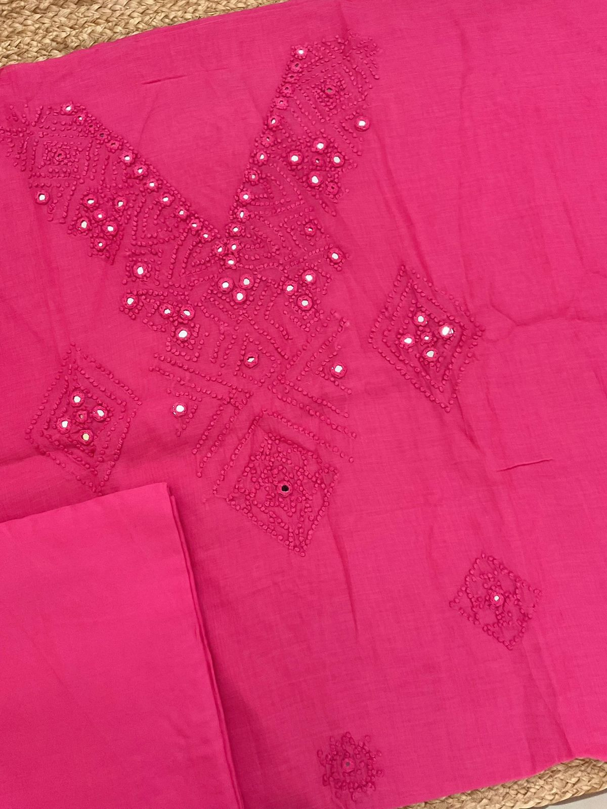 Pure Chanderi Embroidered Suit - Pink