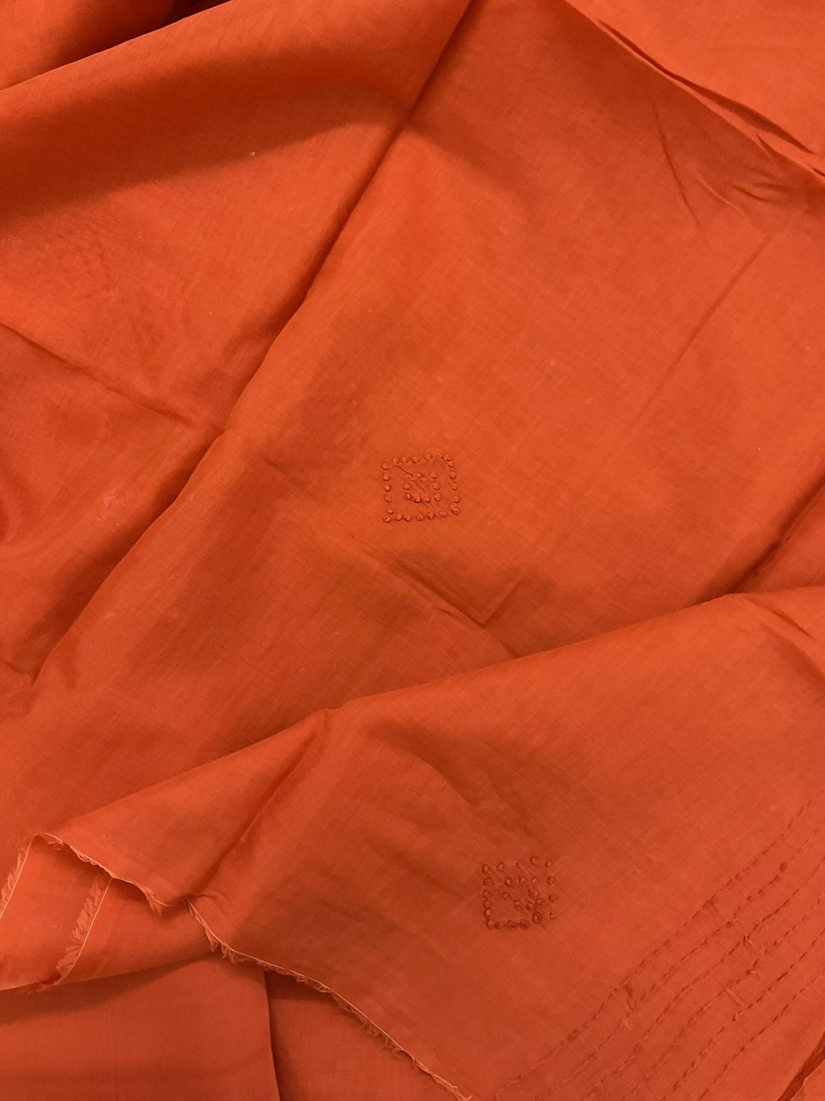 Pure Chanderi Embroidered Suit - Orange