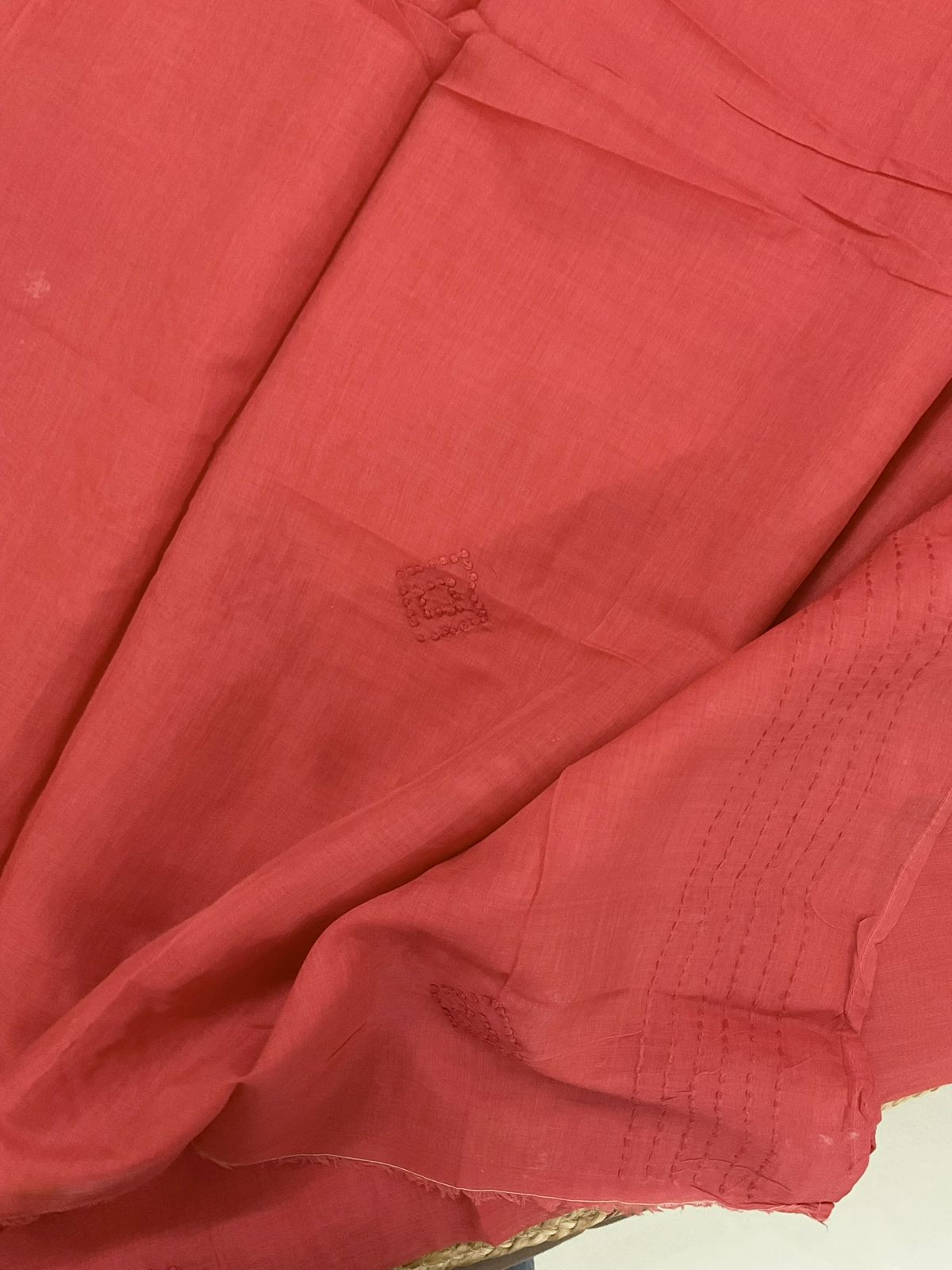 Pure Chanderi Embroidered Suit - Red