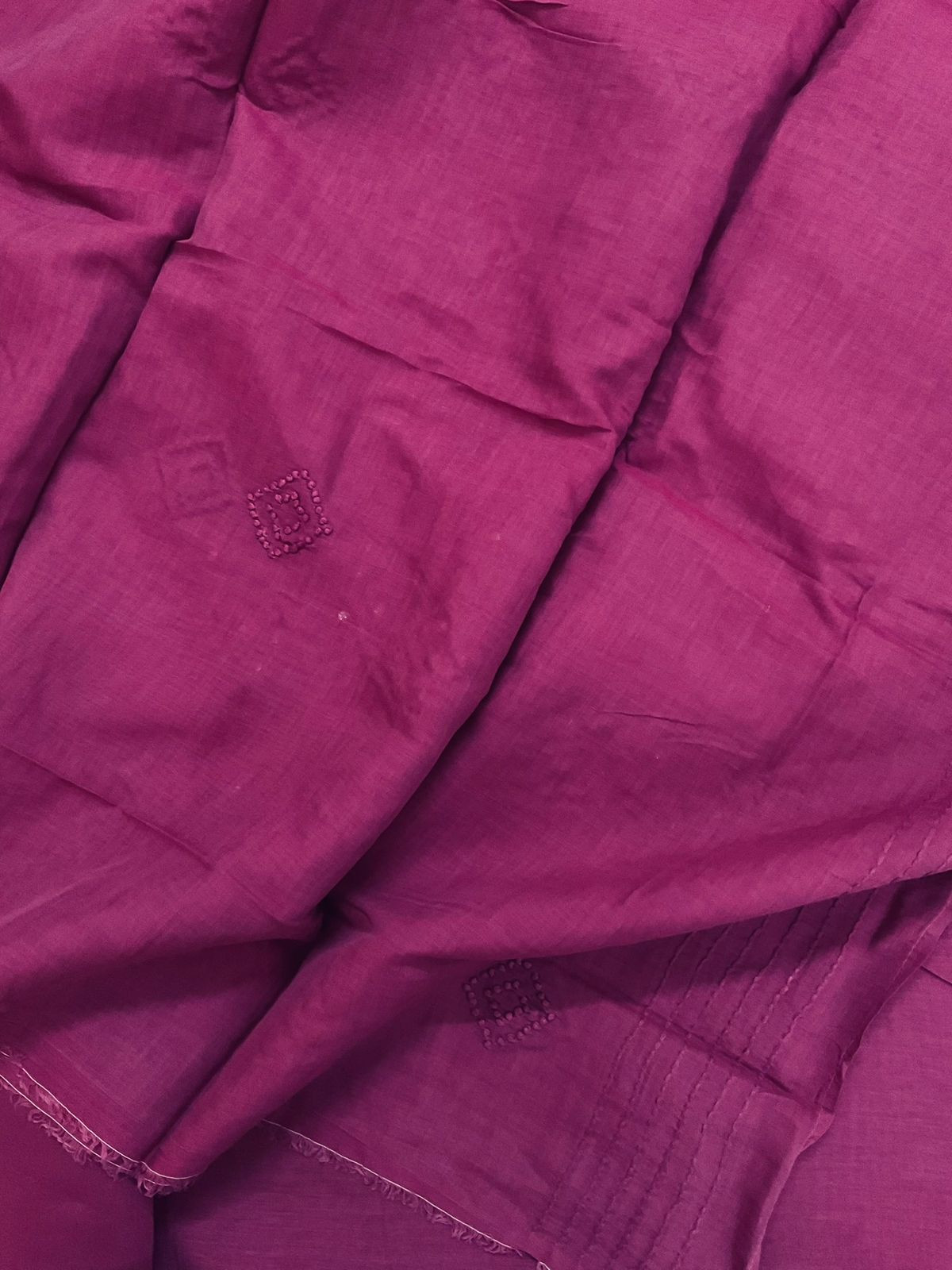 Pure Chanderi Embroidered Suit - Wine
