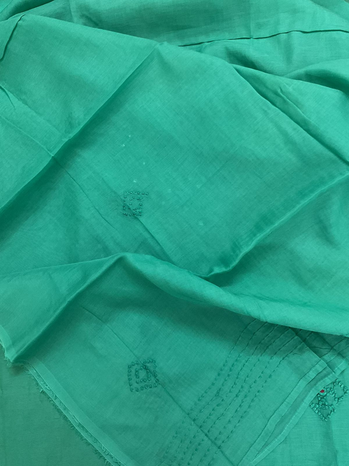 Pure Chanderi Embroidered Suit - Green