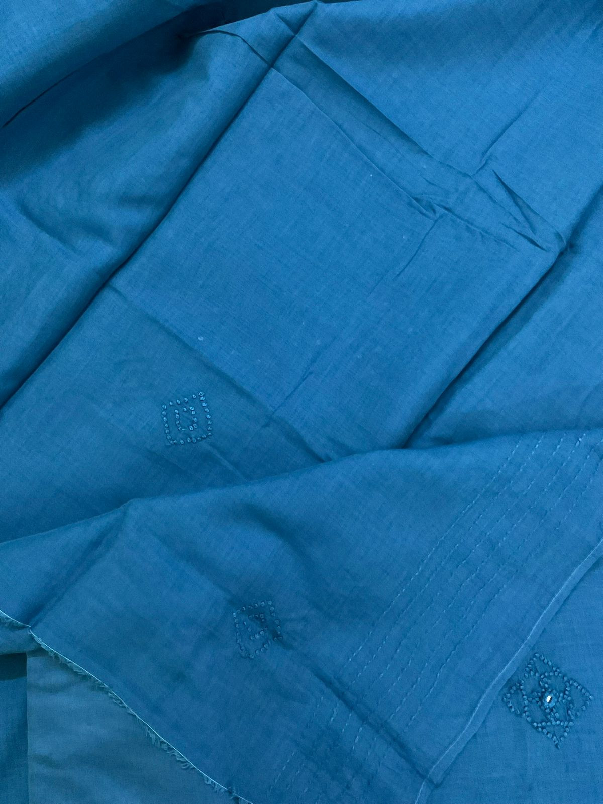 Pure Chanderi Embroidered Suit - Blue