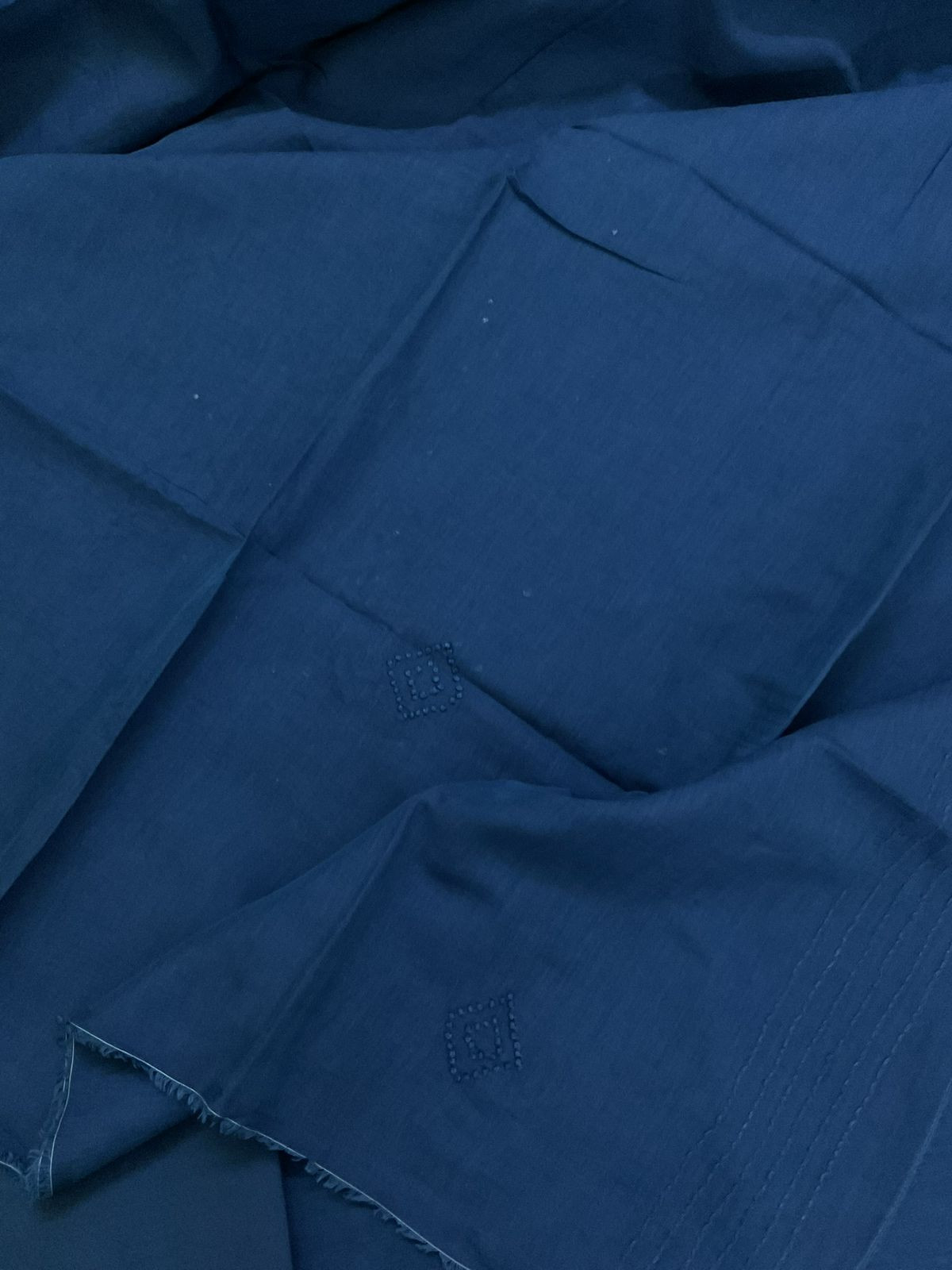 Pure Chanderi Embroidered Suit - Blue