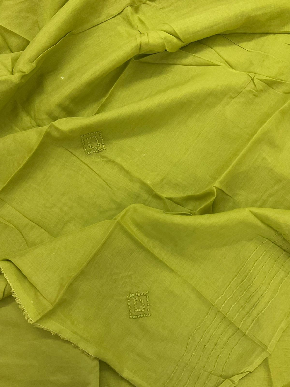 Pure Chanderi Embroidered Suit - Green