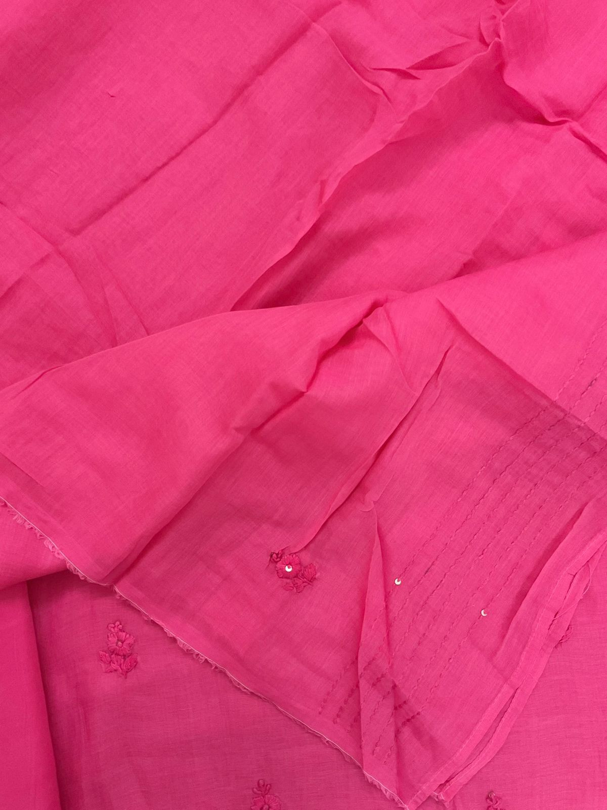 Pure Chanderi Embroidered Suit - Pink