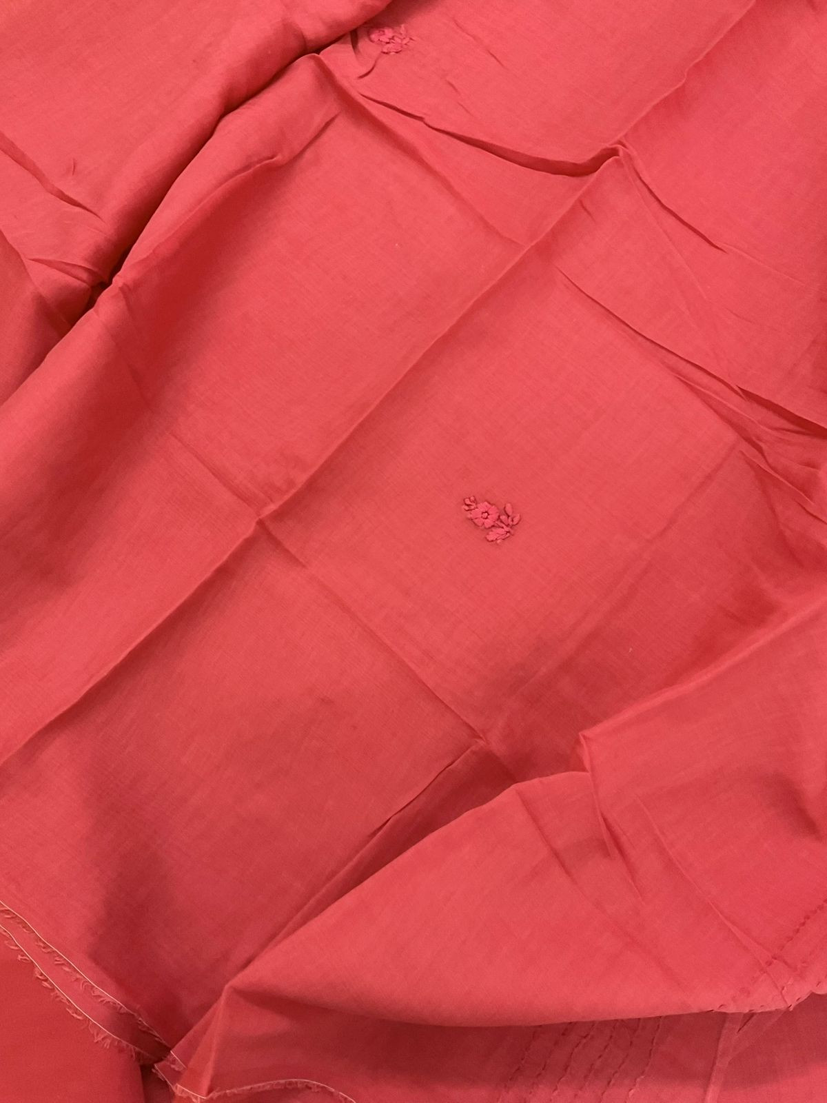 Pure Chanderi Embroidered Suit - Red