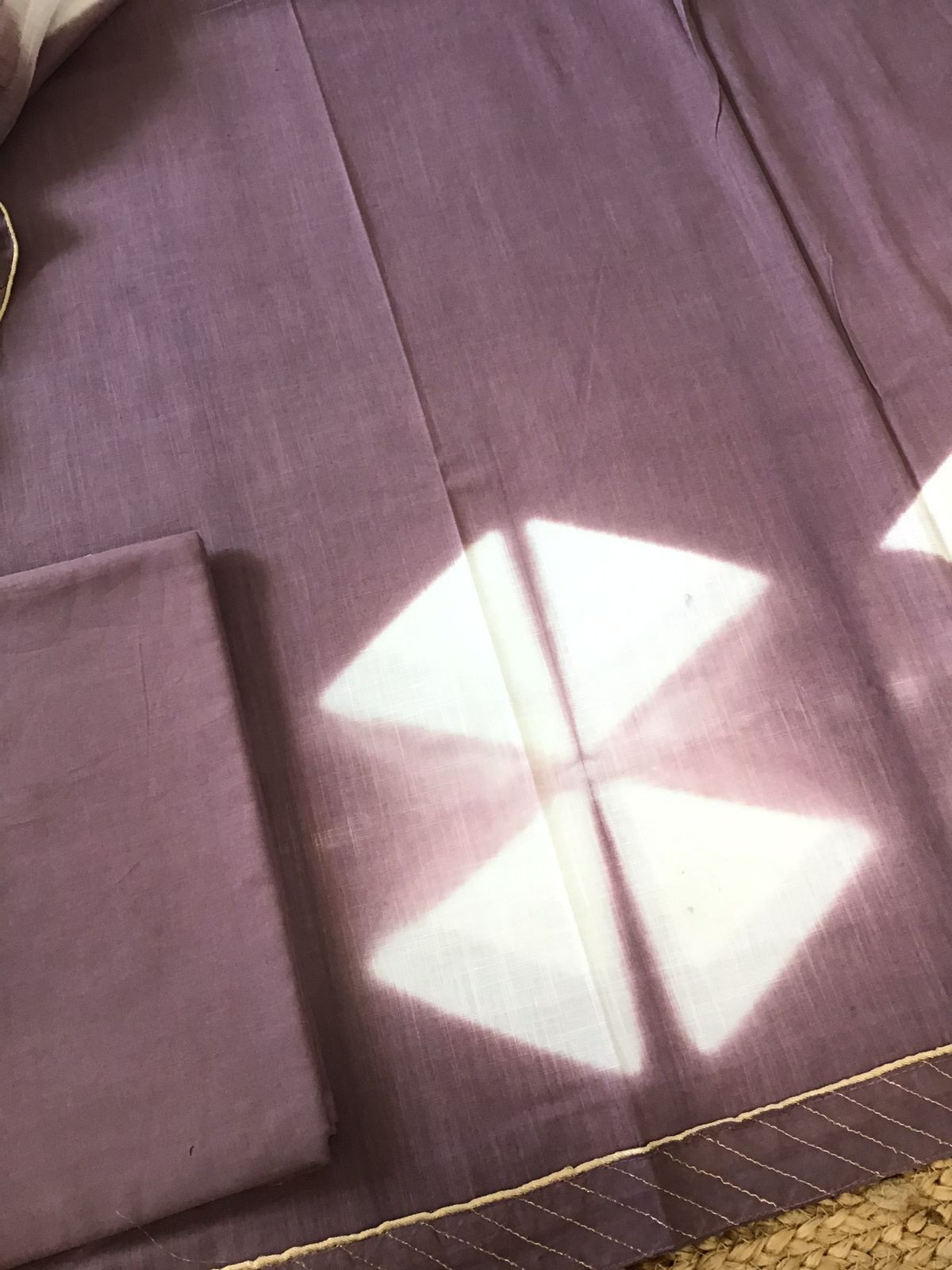 Pure Slub Cotton Printed Suit - Mauve